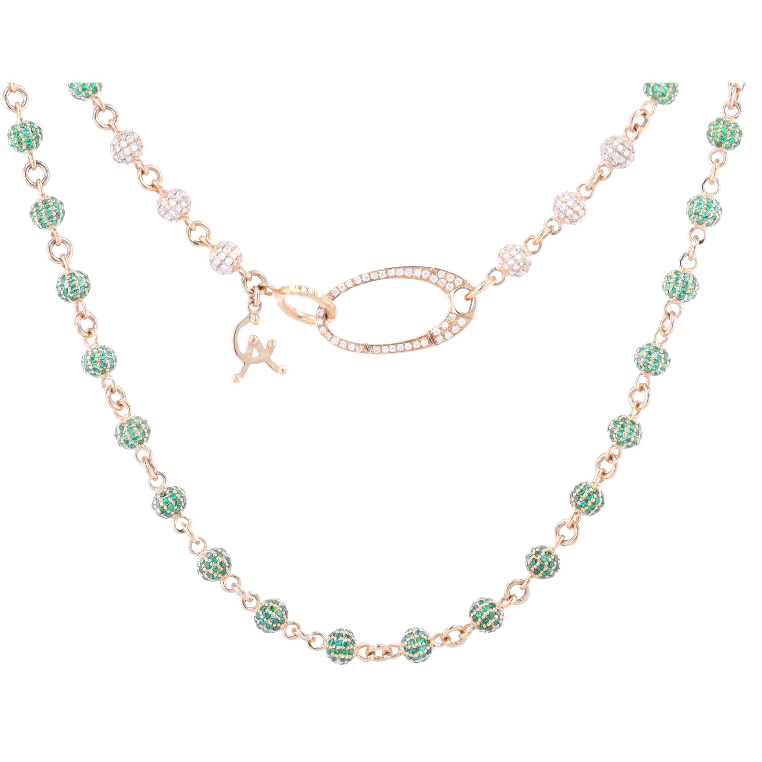 16" Gradient Emerald & Diamond Sphere Necklace
