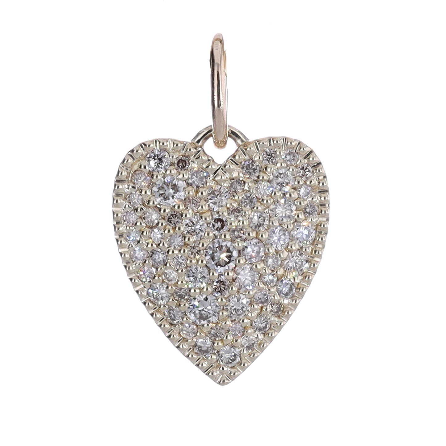 14k Yellow Gold Delicate Pave Diamond Heart Charm Pendant