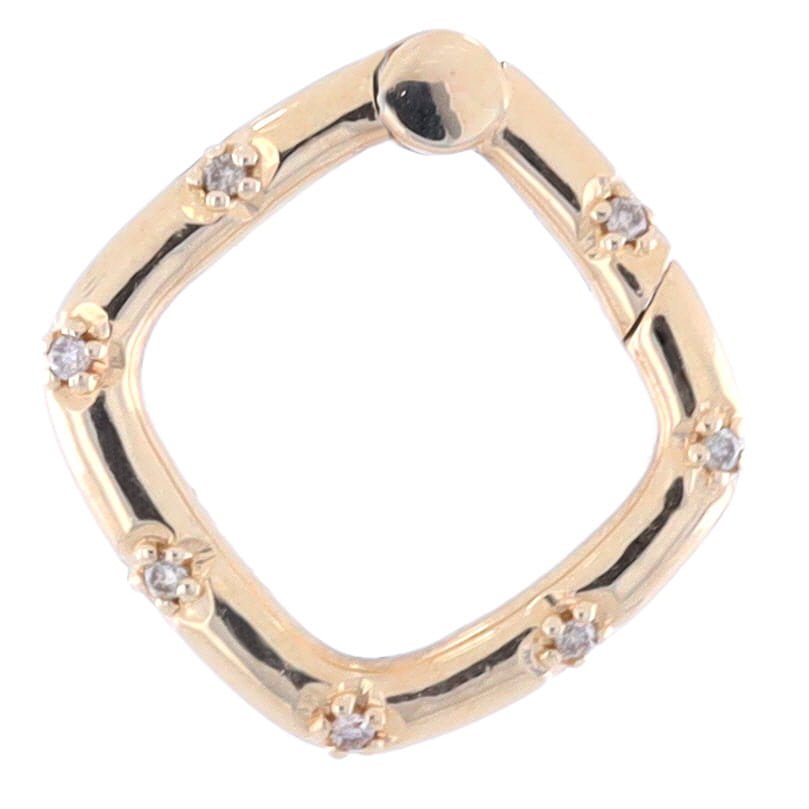 14k Yellow Gold and Diamond Square Openable Bale