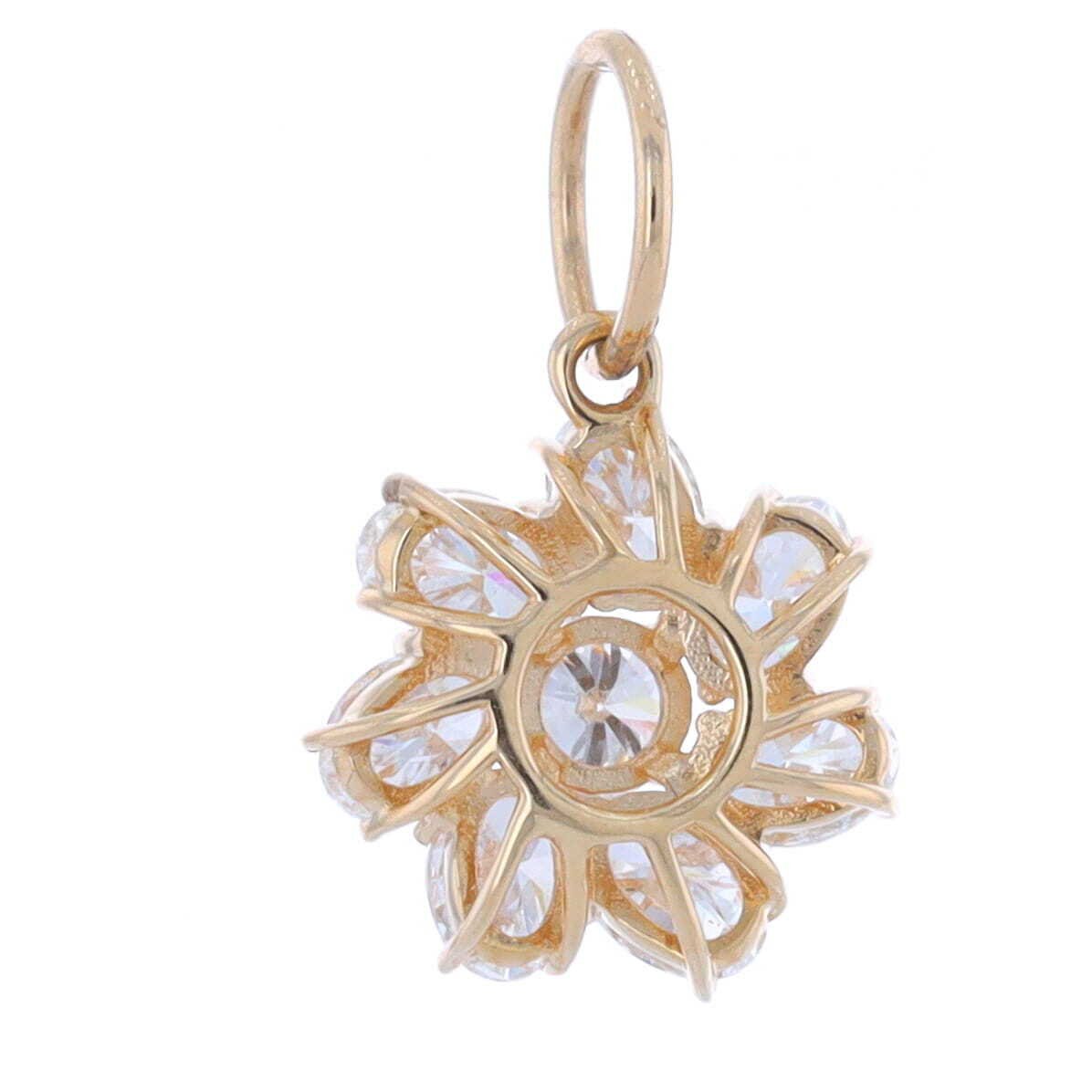 1.97carat Oval Diamond Flower Charm Pendant set in 14k Yellow Gold