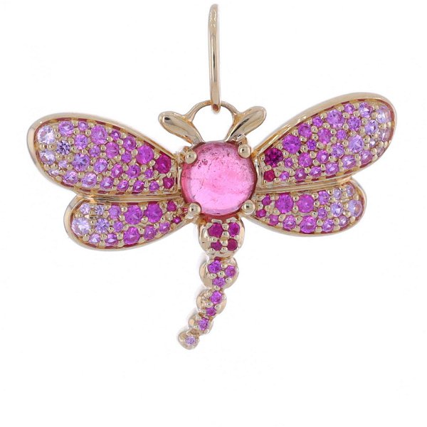 Closeup photo of Pink Sapphire Dragonfly Pendant