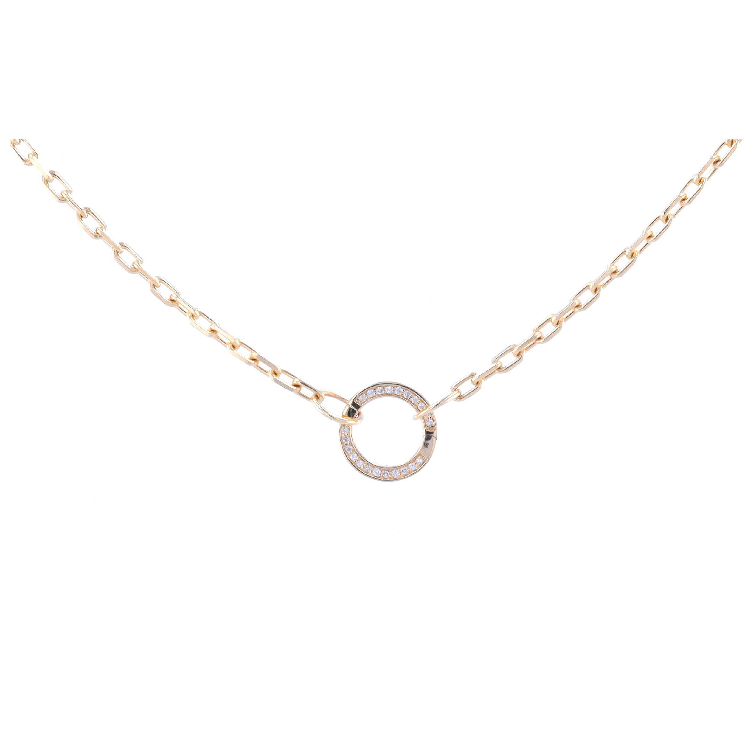 18" 14k Yellow Gold Long Box Chain With Small Circle Openable Bale with Diamonds