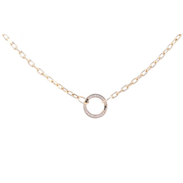 Closeup photo of 18" 14k Yellow Gold Long Box Chain With Small Circle Openable Bale with Diamonds