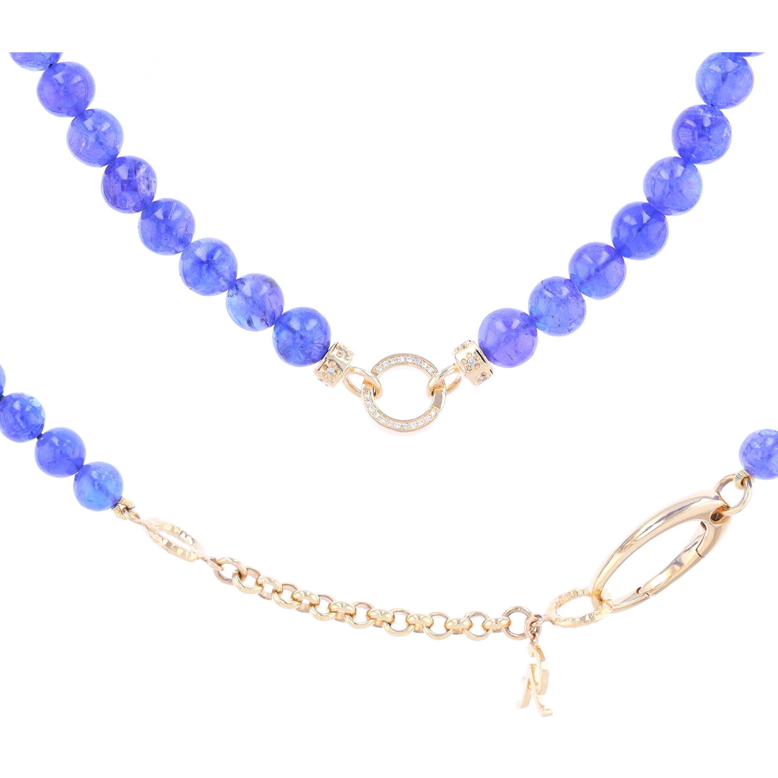 18.5"-20.5" 6.8mm Hand Polished Translucent Tanzanite Beaded Chain