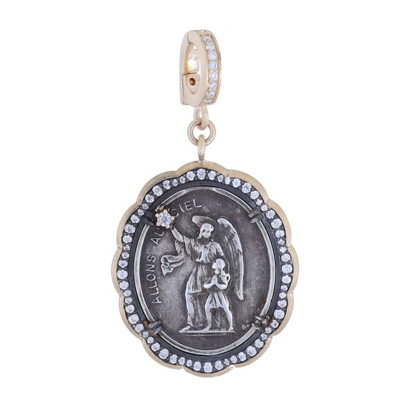 Closeup photo of Antique French Sterling Guardian Angel