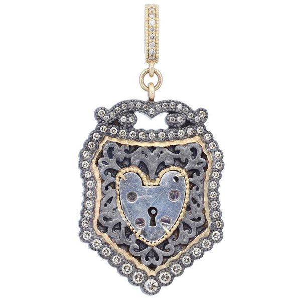 Closeup photo of Antique 1919 English Padlock Pendant