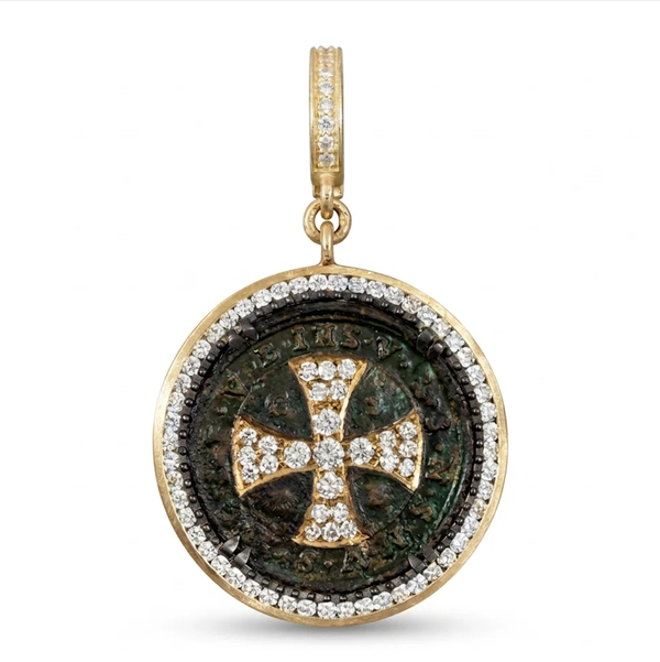 Closeup photo of St Benedict In 14K YG & 925