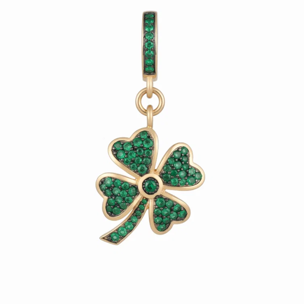 Closeup photo of Emerald Clover Pendant In 14K YG & 925