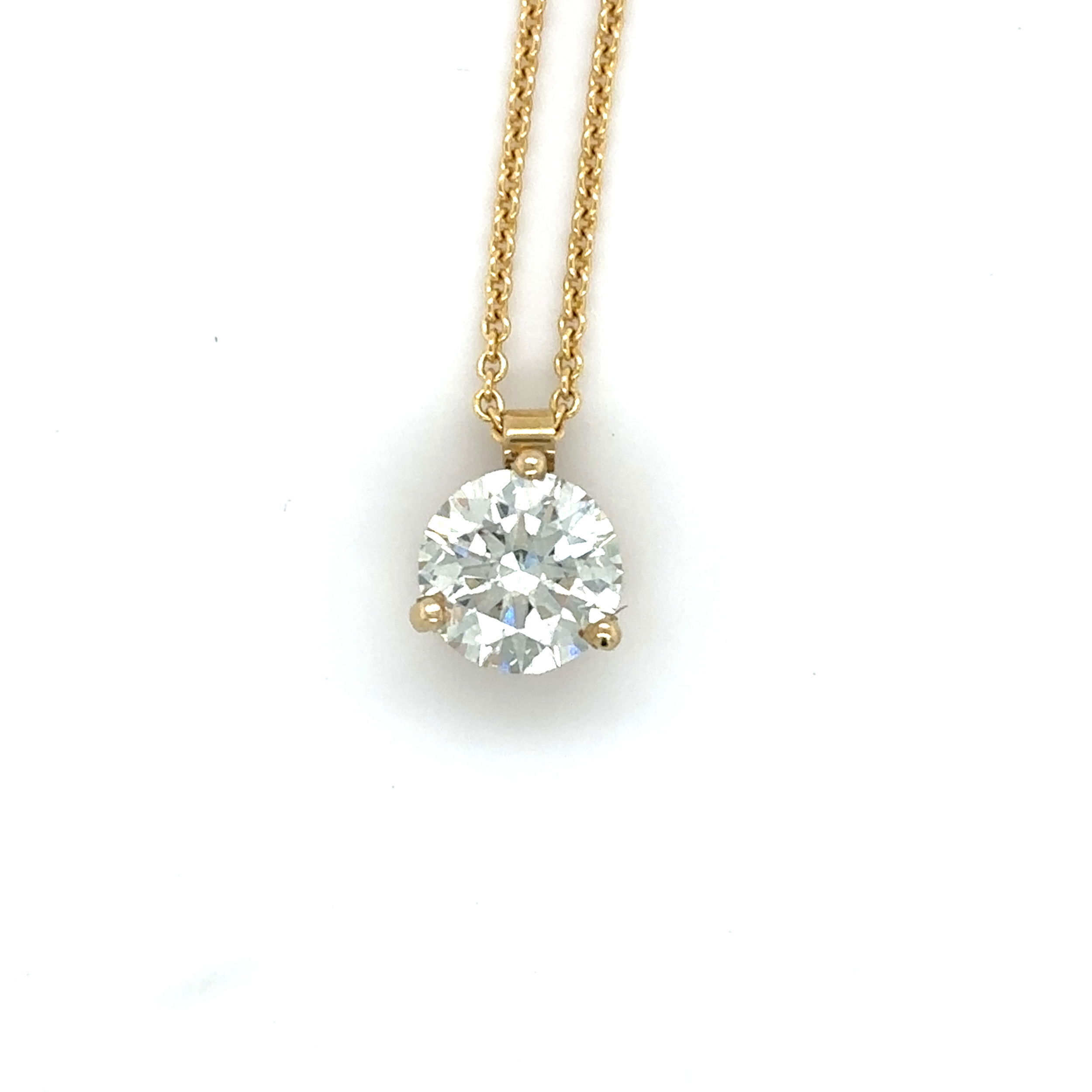 14k Yellow Gold 1.26ct Round Brilliant Cut Diamond Pendant, VS2-L -GIA/E