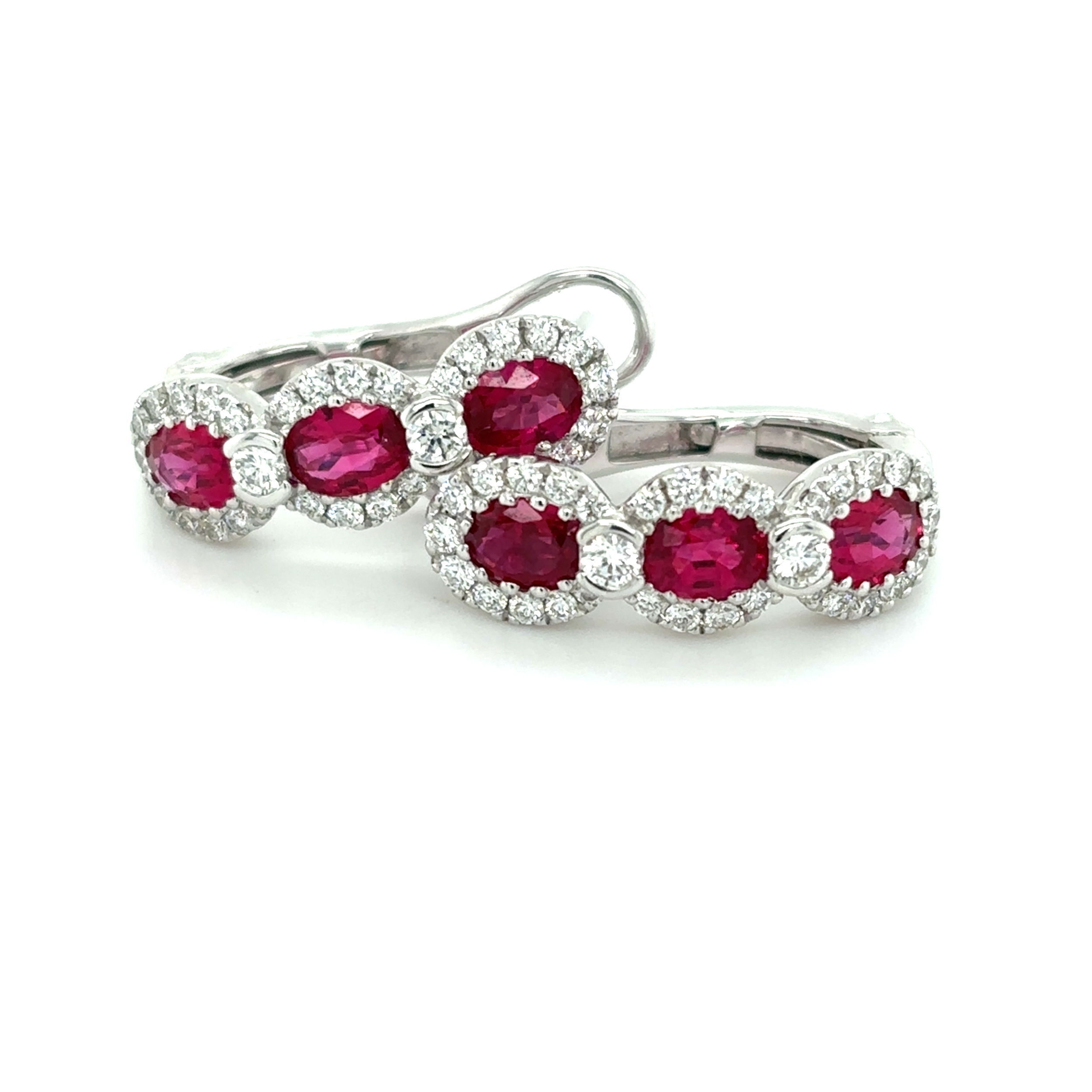 18k White Gold 2.10tw Ruby and Diamond Hoop Earrings 18k White Gold 2.10tw Ruby and Diamond Hoop Earrings