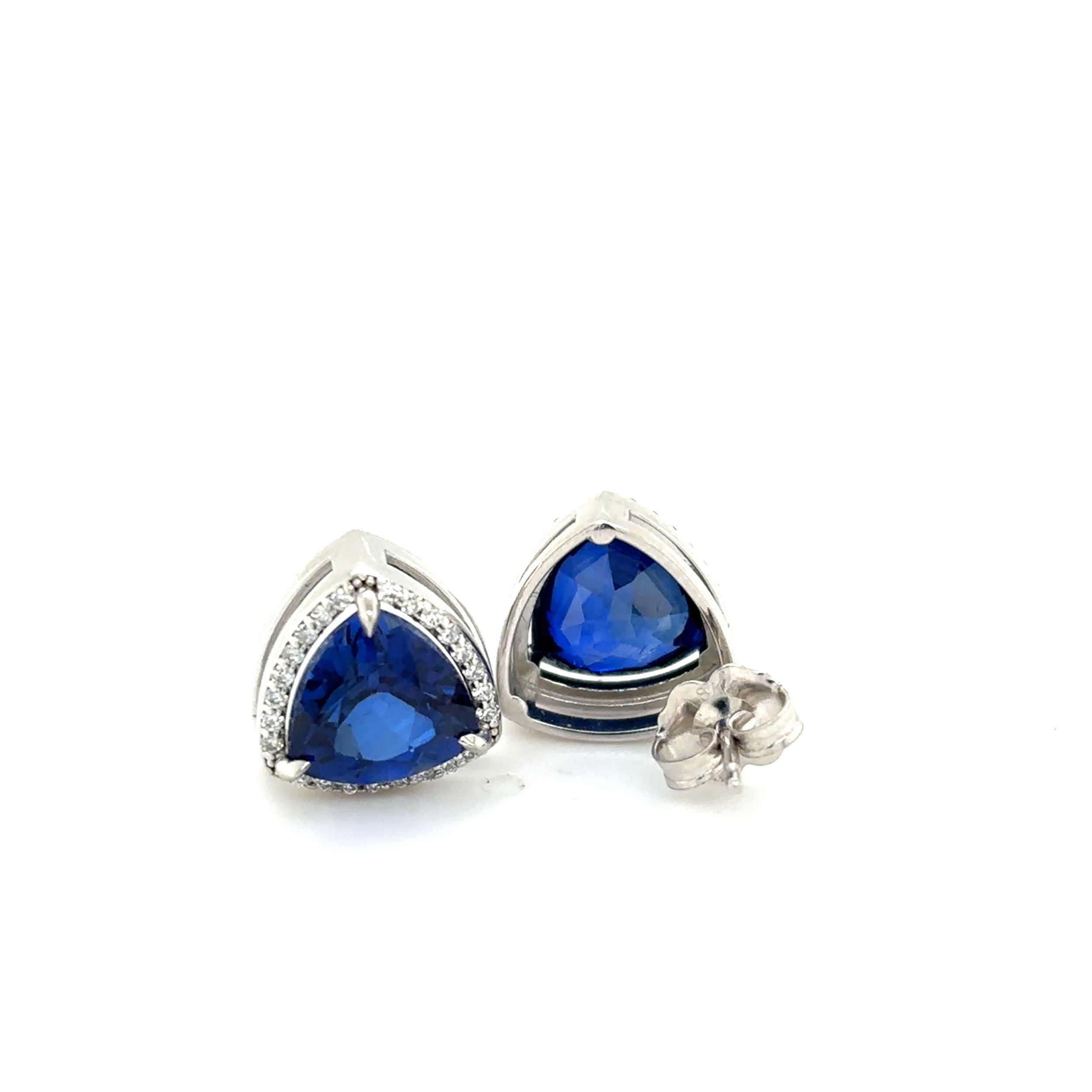 14k White Gold 5.17tw LG Sapphire and Diamond Earrings