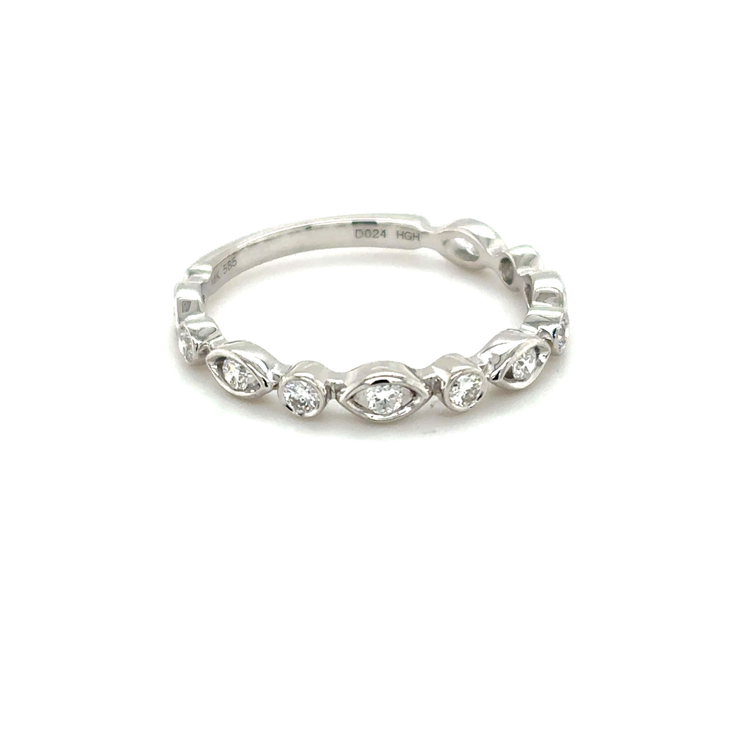 14k White Gold 0.24ctw Diamond Stackable Band