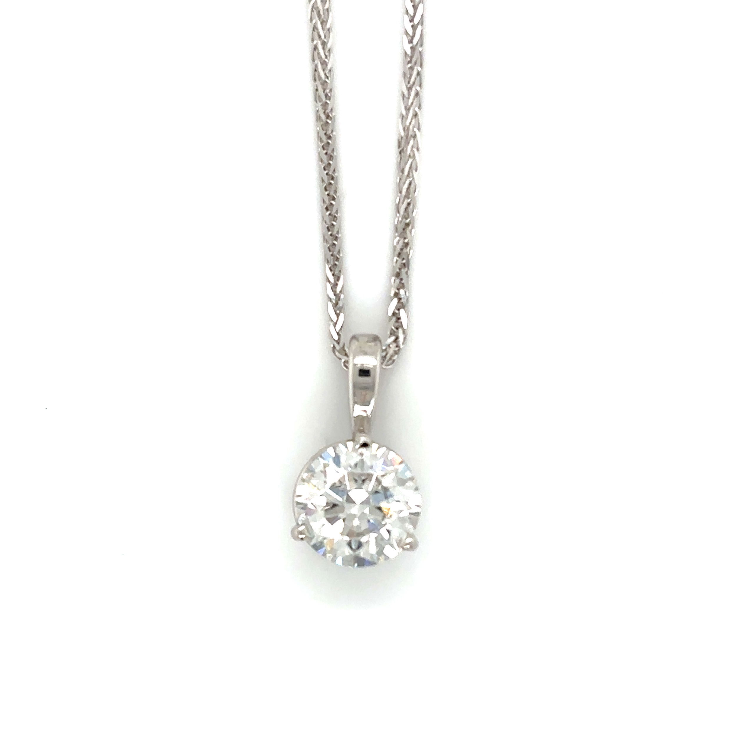 14k White Gold 2.31ct Round Brilliant Cut LG Diamond Pendant , SI1-G -IGI/INSC