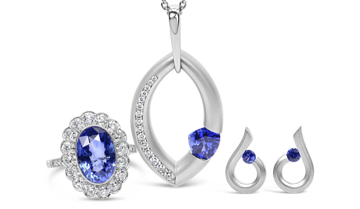 Sapphire jewelry on white