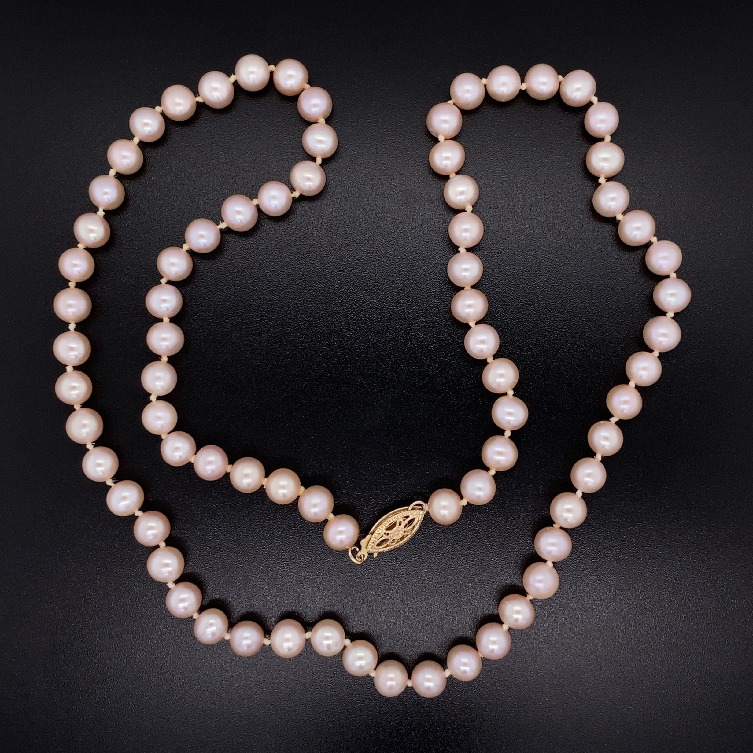 14K YG 5mm Pink Freshwater Pearl Necklace 18"