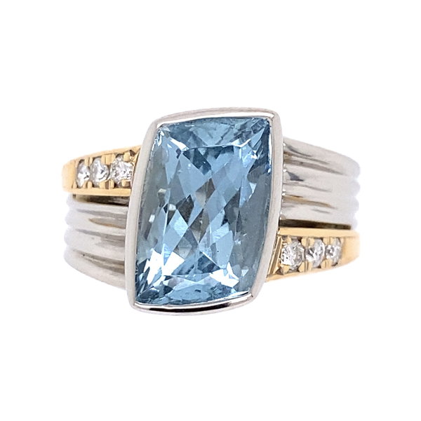 Closeup photo of Platinum 3.42ct Fancy Aquamarine & .14tcw Diamond Ring 9.0g, s5.75