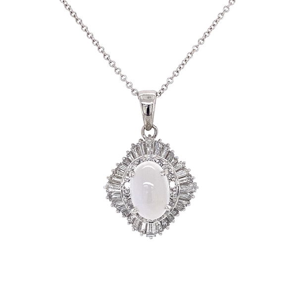 Closeup photo of platinum 3.70ct moonstone & 1.75tcw diamond ballerina pendant necklace17656trnuva