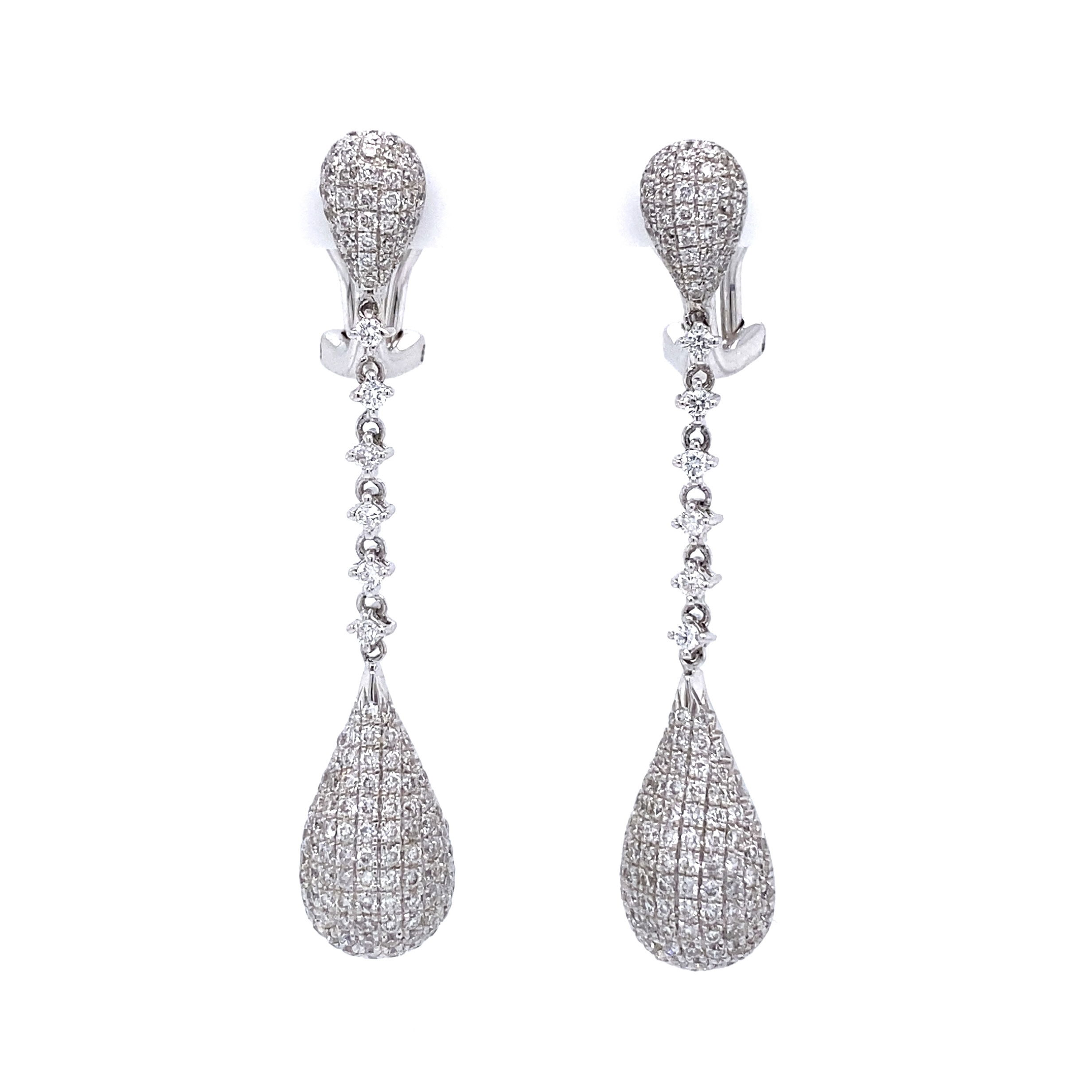 18K WG Pave Drop 1.80tcw Diamond Earrings 8.2g, 1.75" 18K WG Pave Drop 1.80tcw Diamond Earrings 8.2g, 1.75"