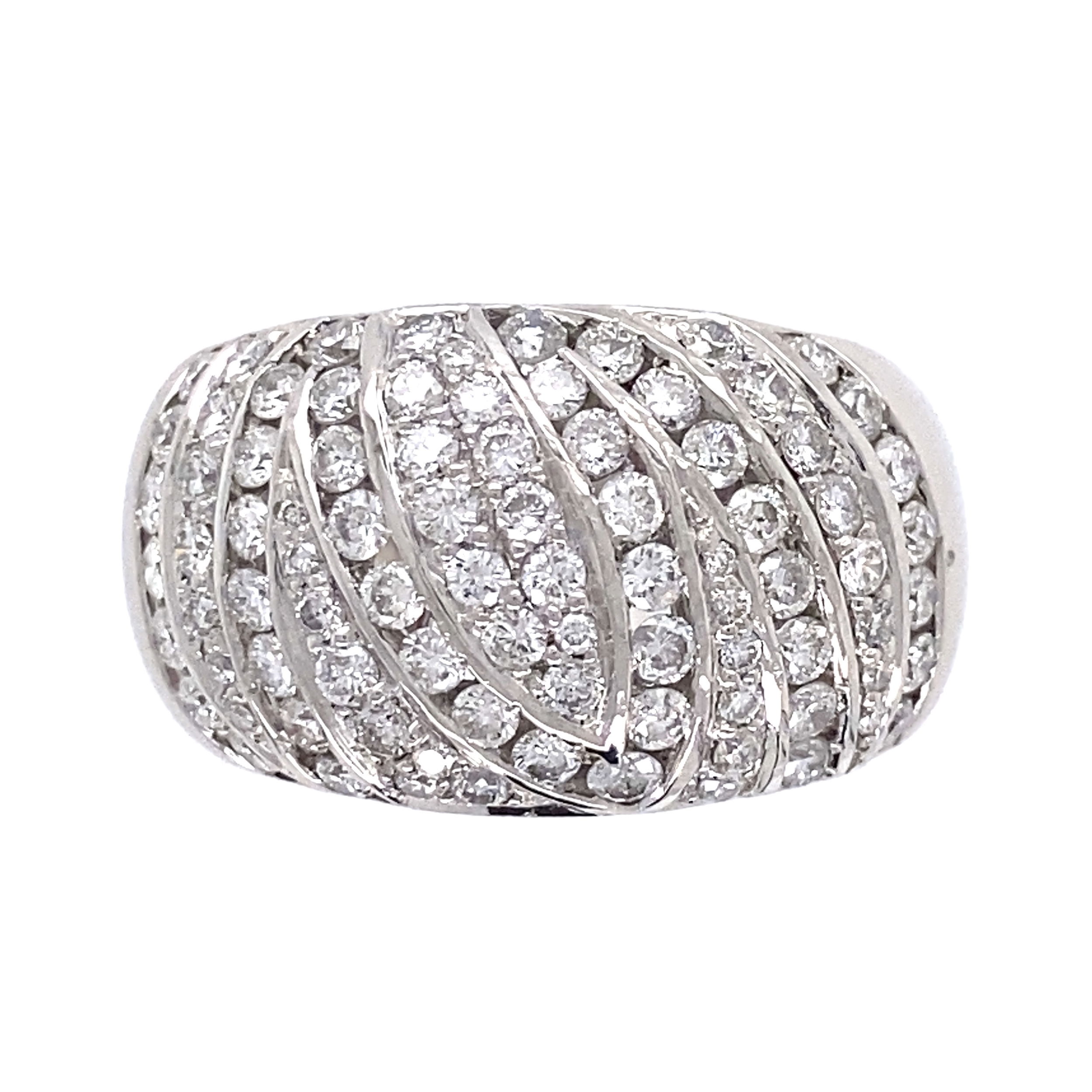 Platinum 2.25tcw Diamond Swirl Design 12.55mm Band 12.5g, s6.75 Platinum 2.25tcw Diamond Swirl Design 12.55mm Band 12.5g, s6.75