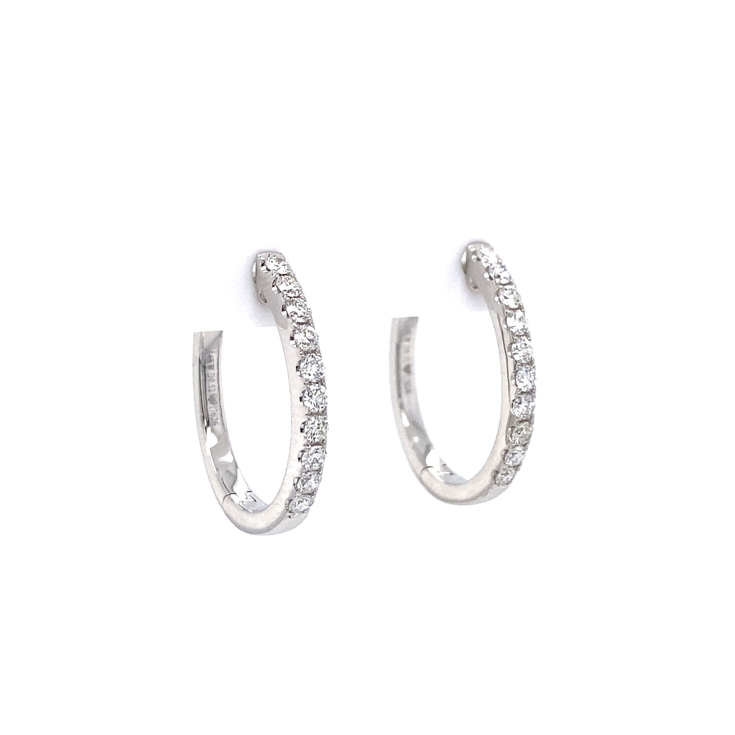 14K WG .55tcw Diamond Oval Hoop Earrings 4.0g, 0.8in 14K WG .55tcw Diamond Oval Hoop Earrings 4.0g, 0.8in