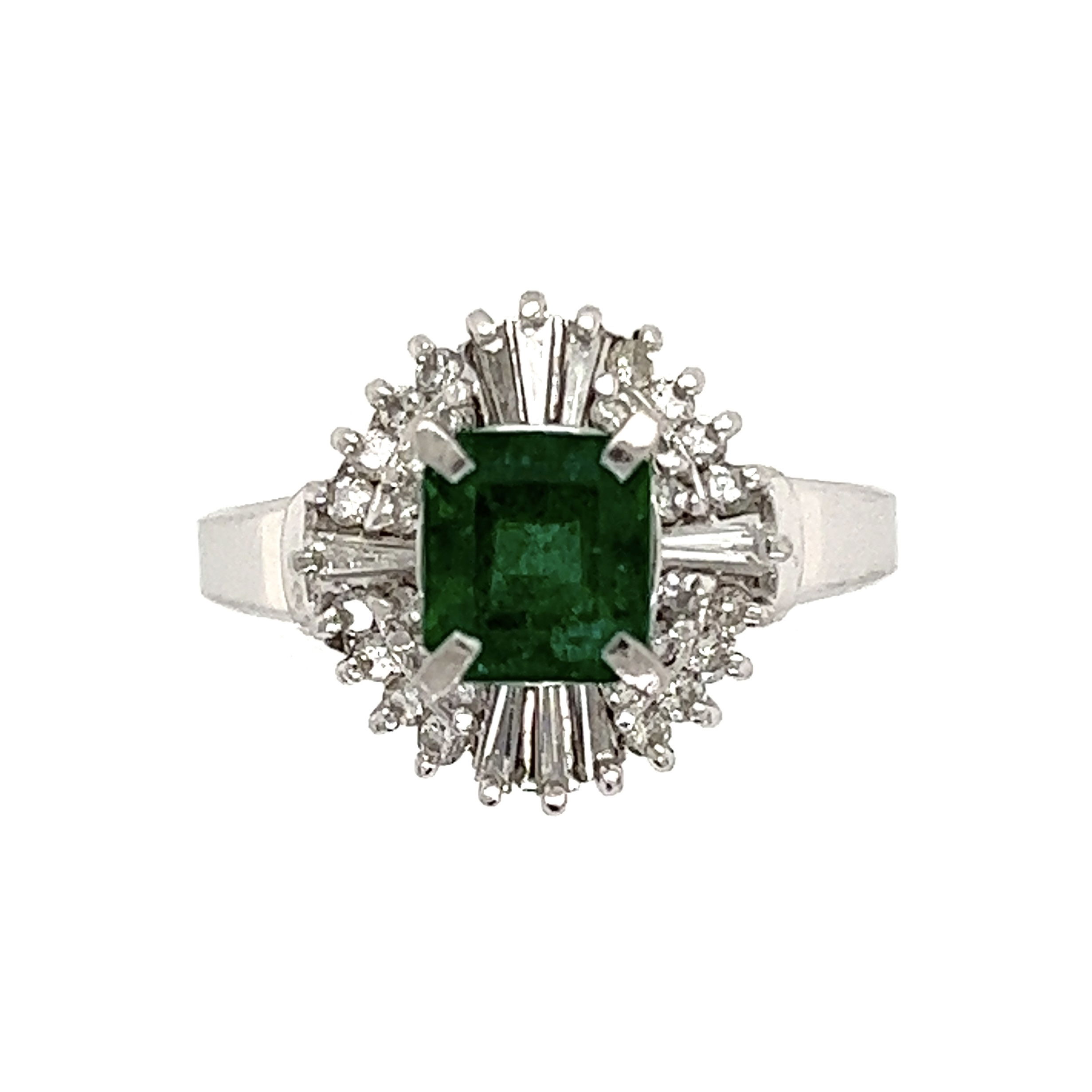 Platinum .94ct Emerald & .41tcw Diamond Ring 7.3g, s6.75