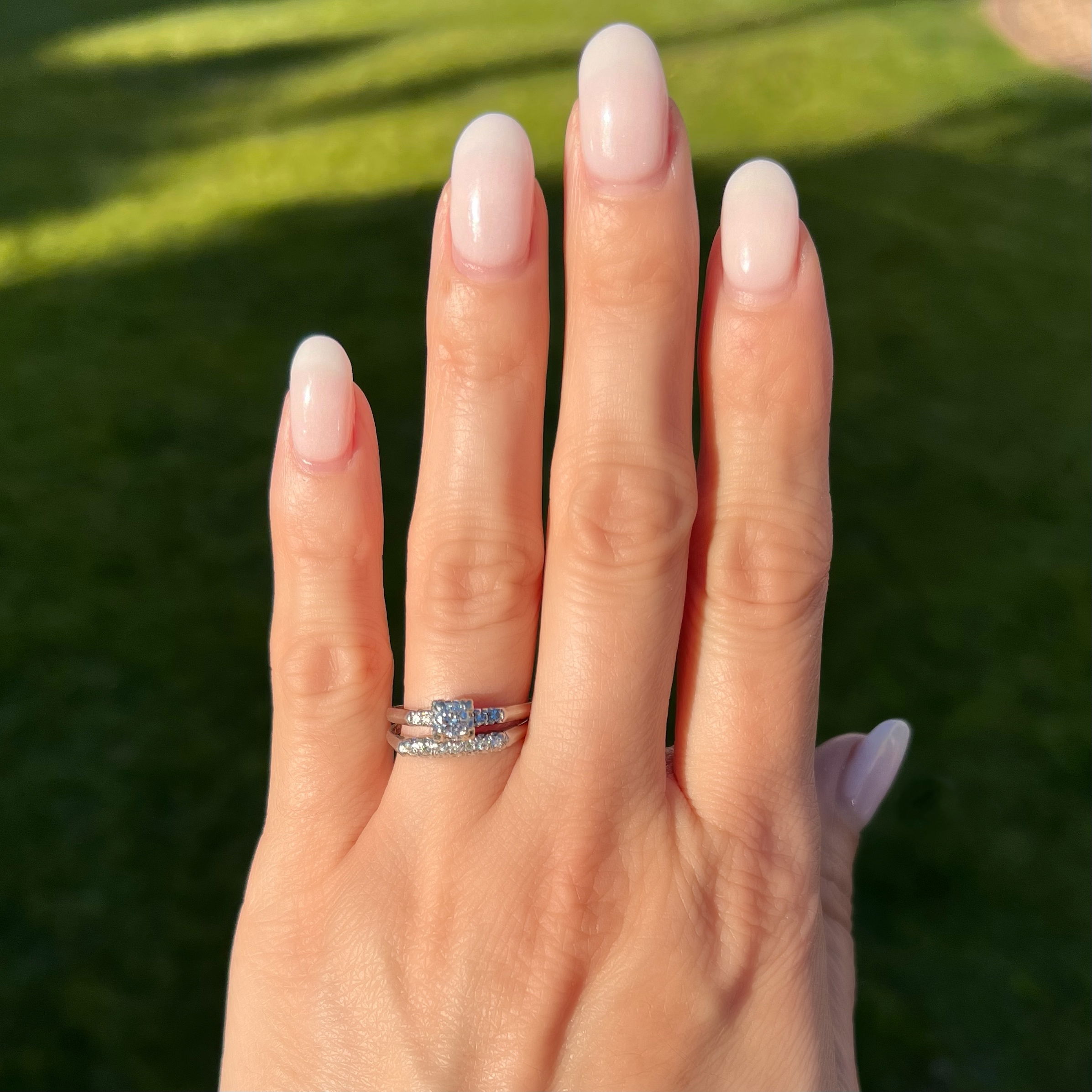 Platinum Mid-Century .30ct & .10tcw Diamond Wedding Set 5.6g, s8.25 Platinum Mid-Century .30ct & .10tcw Diamond Wedding Set 5.6g, s8.25