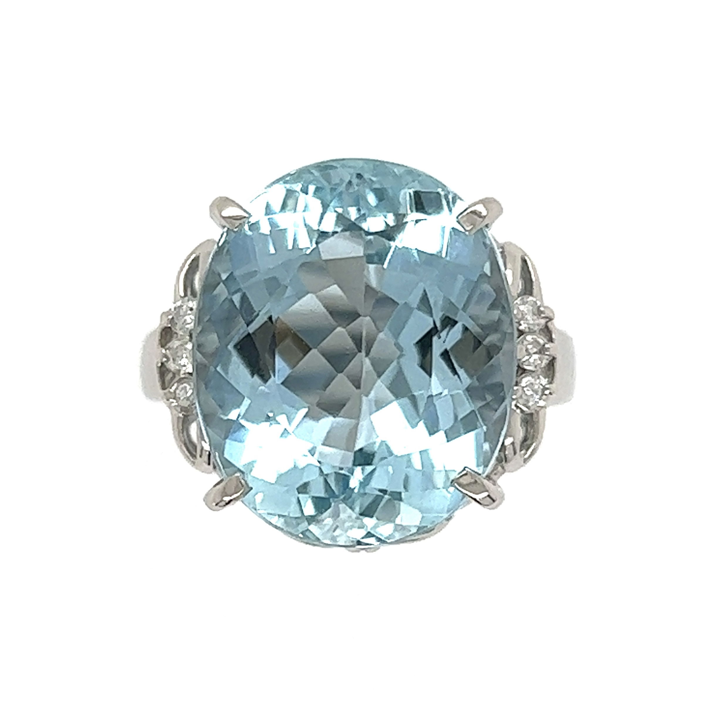 Platinum 10.05ct Oval Aquamarine & .08tcw Diamond Ring 8.6g, s7.25