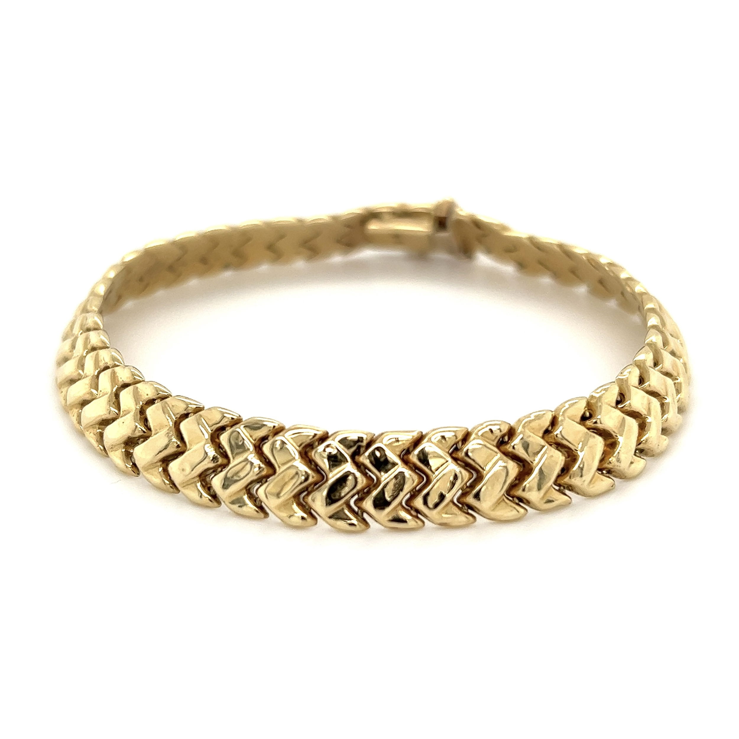 14K YG 8.6mm Link Bracelet 12.8g, 7.4"
