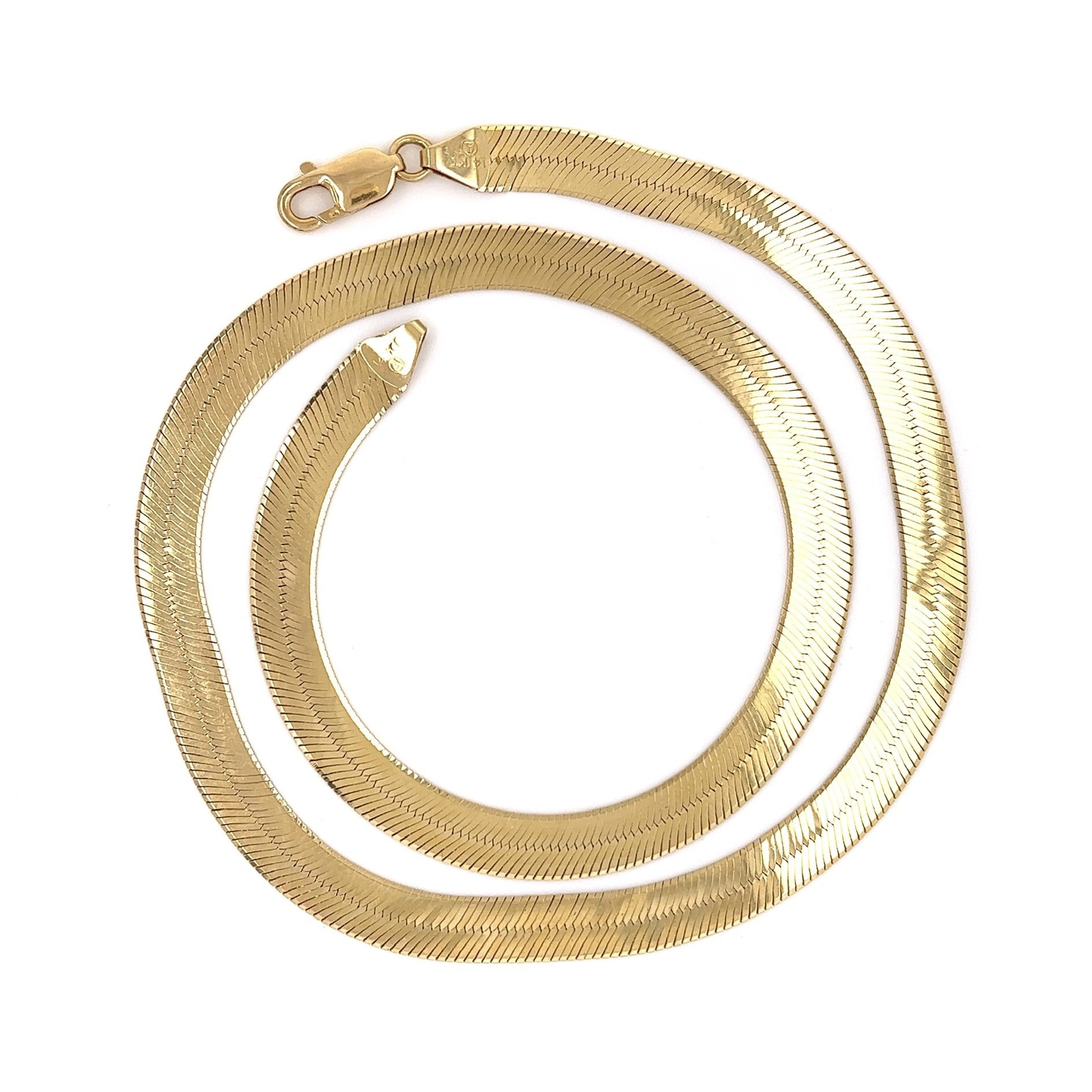 14K YG Herringbone Flat Weave 7.77mm Chain Necklace 26.2g, 20"