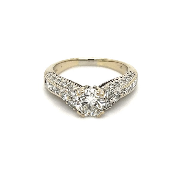 Closeup photo of 18K WG .90ct RBC Diamond & .88tcw Diamond Ring 5.5g, s6.75