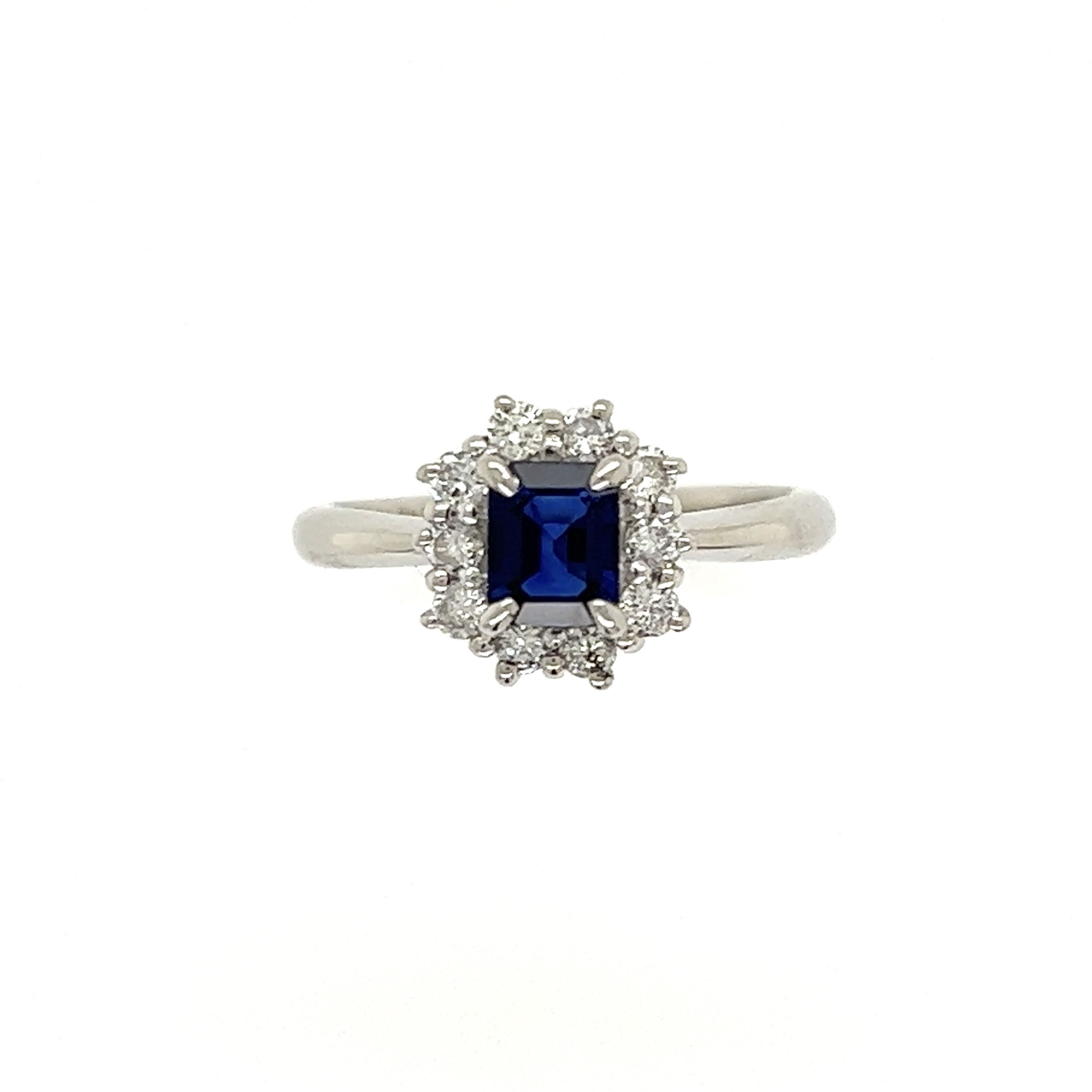 Platinum .68ct Emerald Cut Sapphire S& .26tcw Diamond Ring 4.3g, s4.5 Platinum .68ct Emerald Cut Sapphire S& .26tcw Diamond Ring 4.3g, s4.5