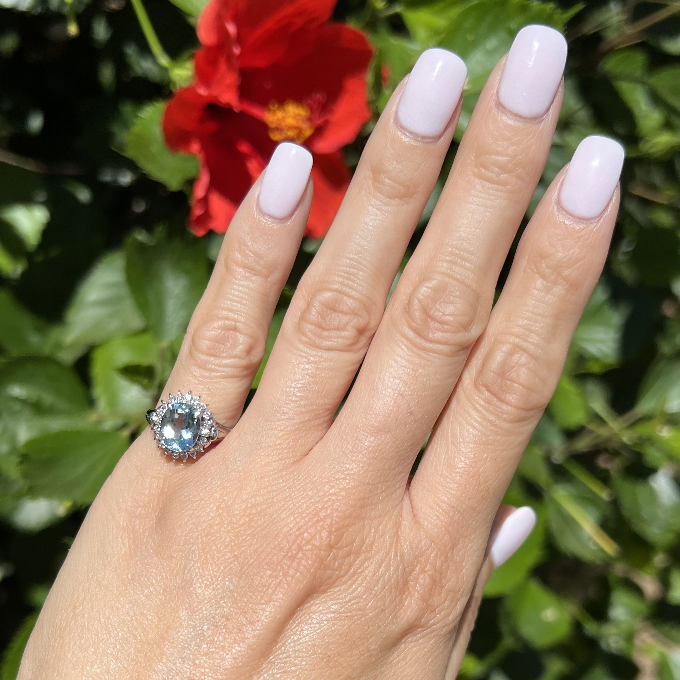 Platinum 2.11ct Oval Aquamarine & .23tcw Diamond Ring 6.5g, s5.75 Platinum 2.11ct Oval Aquamarine & .23tcw Diamond Ring 6.5g, s5.75