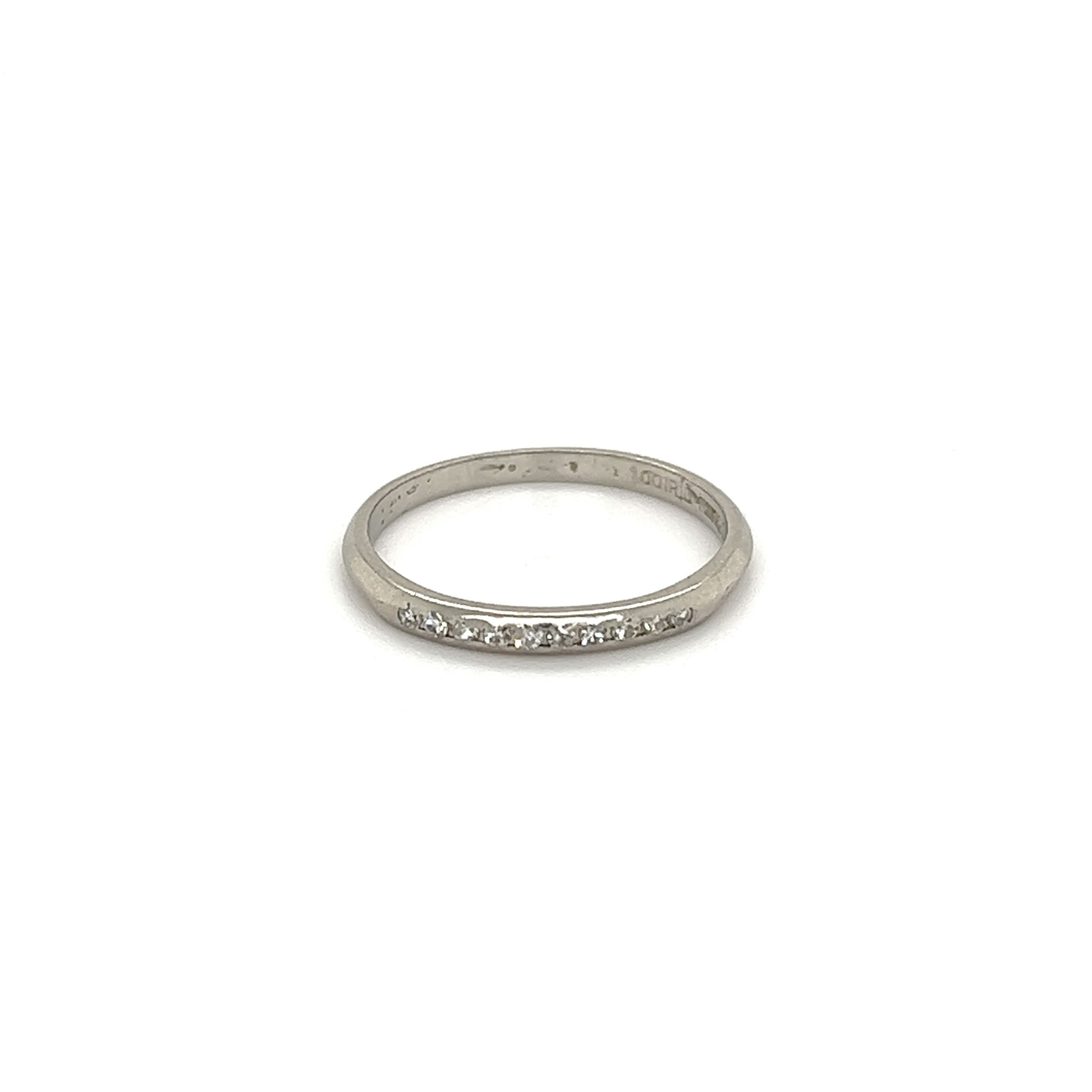 Platinum Art Deco 1.9mm .10tcw Single Cut Diamond Band Ring 1.9g, s5