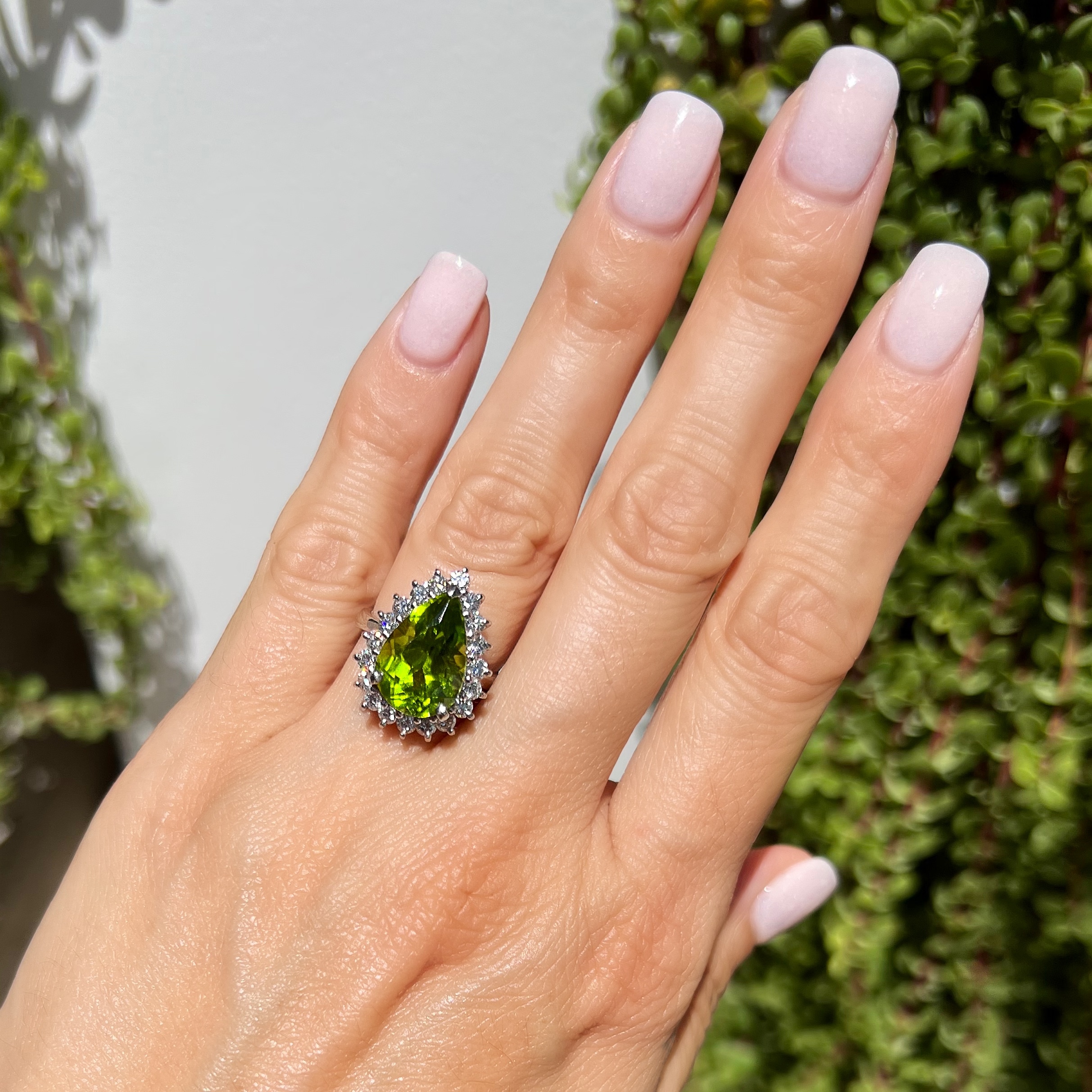 Peridot halo online ring