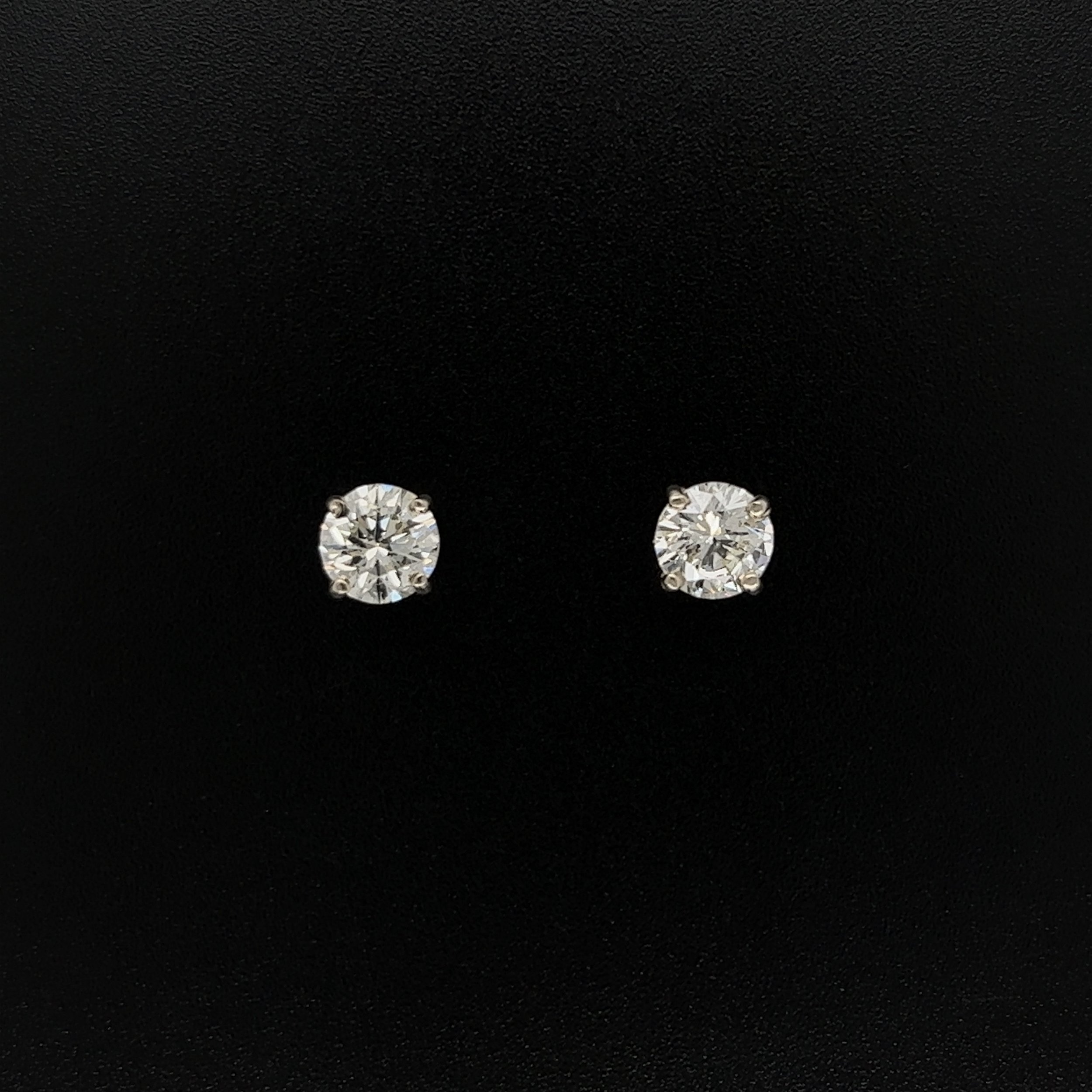 14K WG 1.50tcw Round Brilliant Diamond I/J - VS2 Stud Earrings, 1.1g