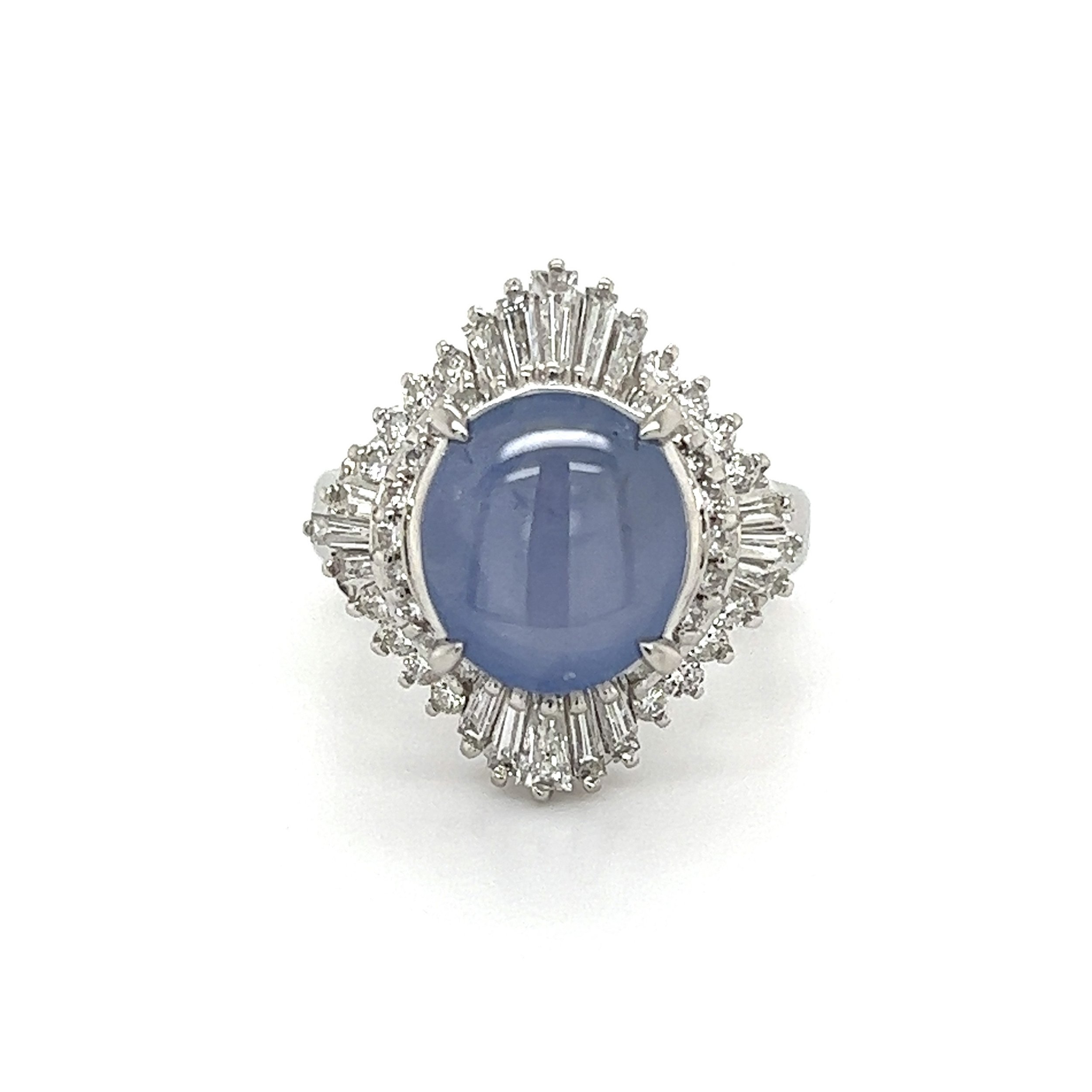 Platinum 5.02ct Star Sapphire & 1.01tcw Diamond Ballerina Ring 10.7g, s5.75