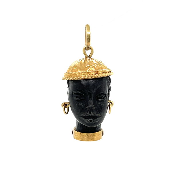 Closeup photo of 18K YG Blackamoor Pendant Charm 6.7g
