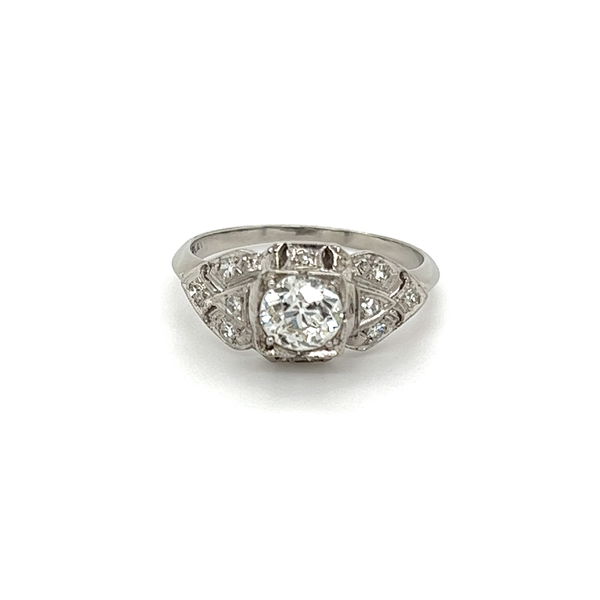 Closeup photo of Platinum Art Deco .56ct Old European Cut Diamond & .14tcw Diamond Ring 2.5, s6
