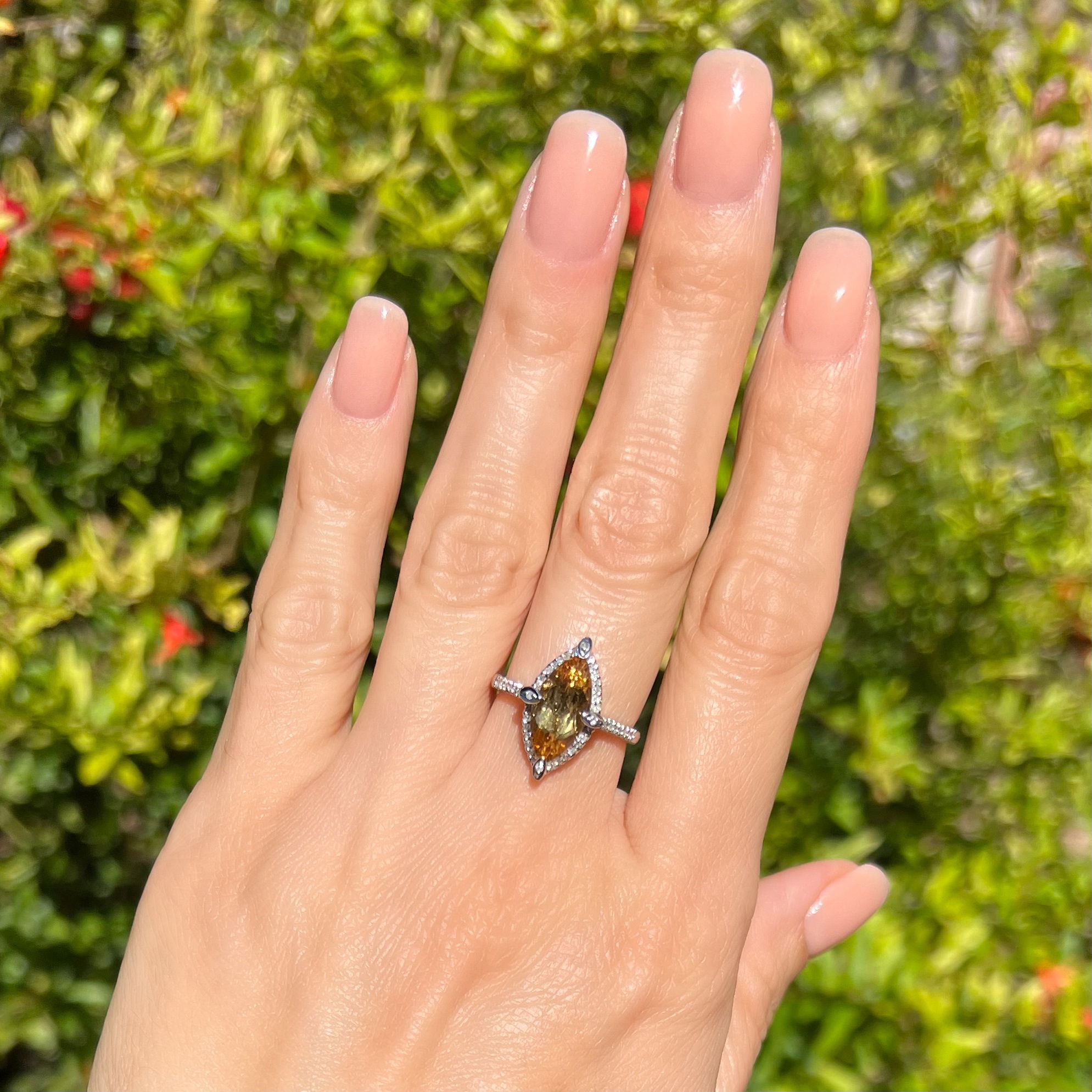 14K WG 2ct Marquis Citrine & .24tcw Diamond Ring 4.1g, s7