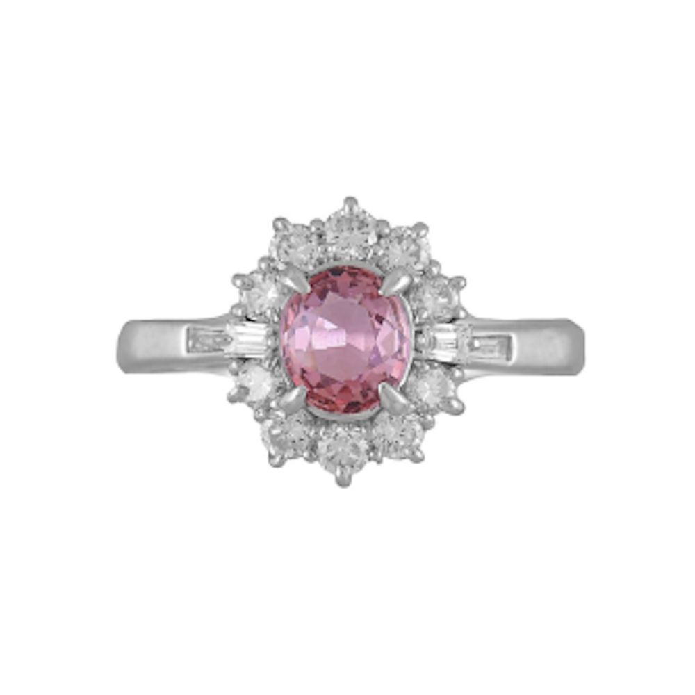 GIA #2225732297 Platinum .82ct Purplish Pink Sapphire GIA & .55tcw Diamond Ring 5.5g, s6.25