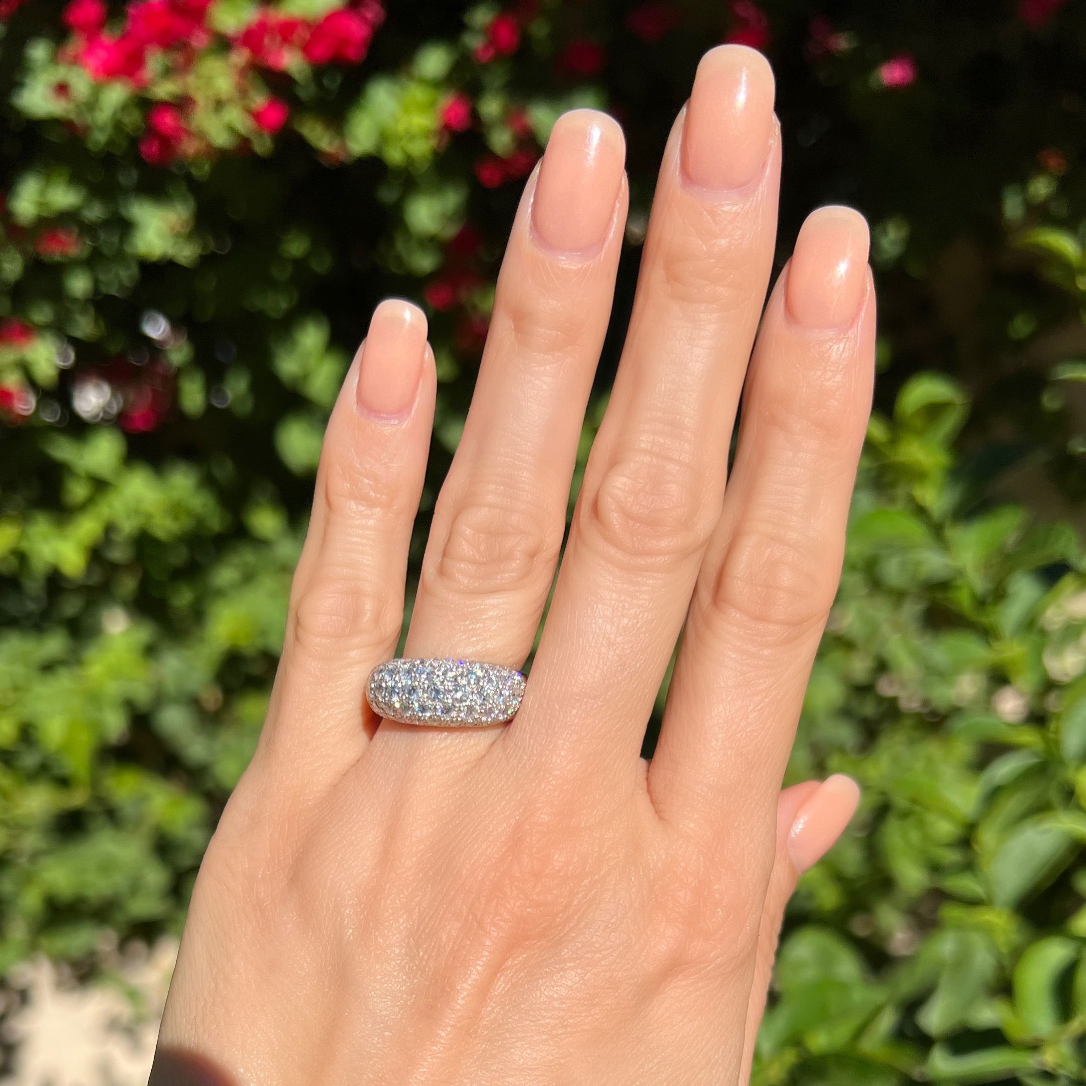 F-VS Diamonds Platinum 1.97tcw 5 Row Pave Diamond Dome 8.80mm Band Ring 12.6g, s7
