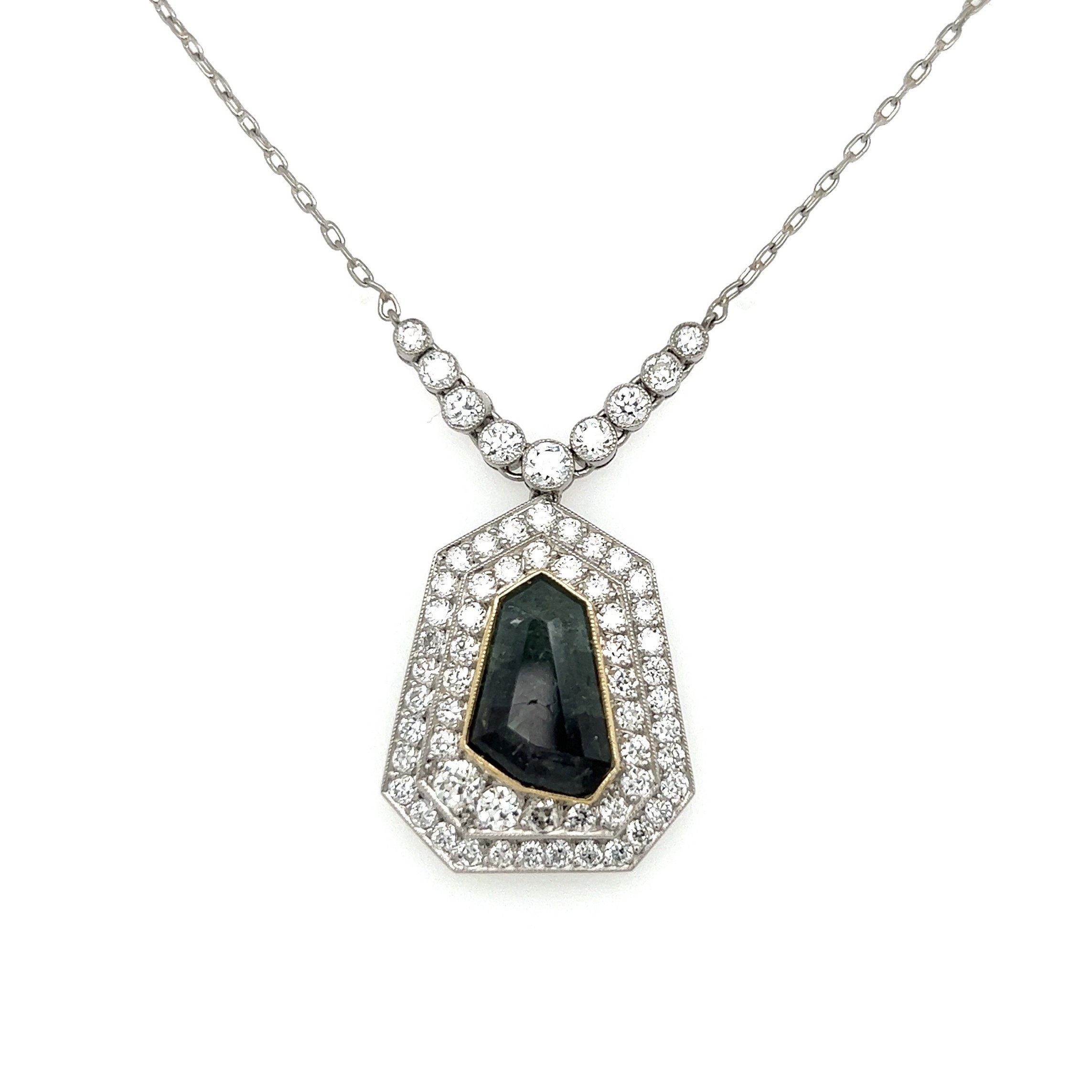 Platinum 4.33ct Russian Alexandrite GIA & 2.03tcw Diamond Necklace 8.8g, 19