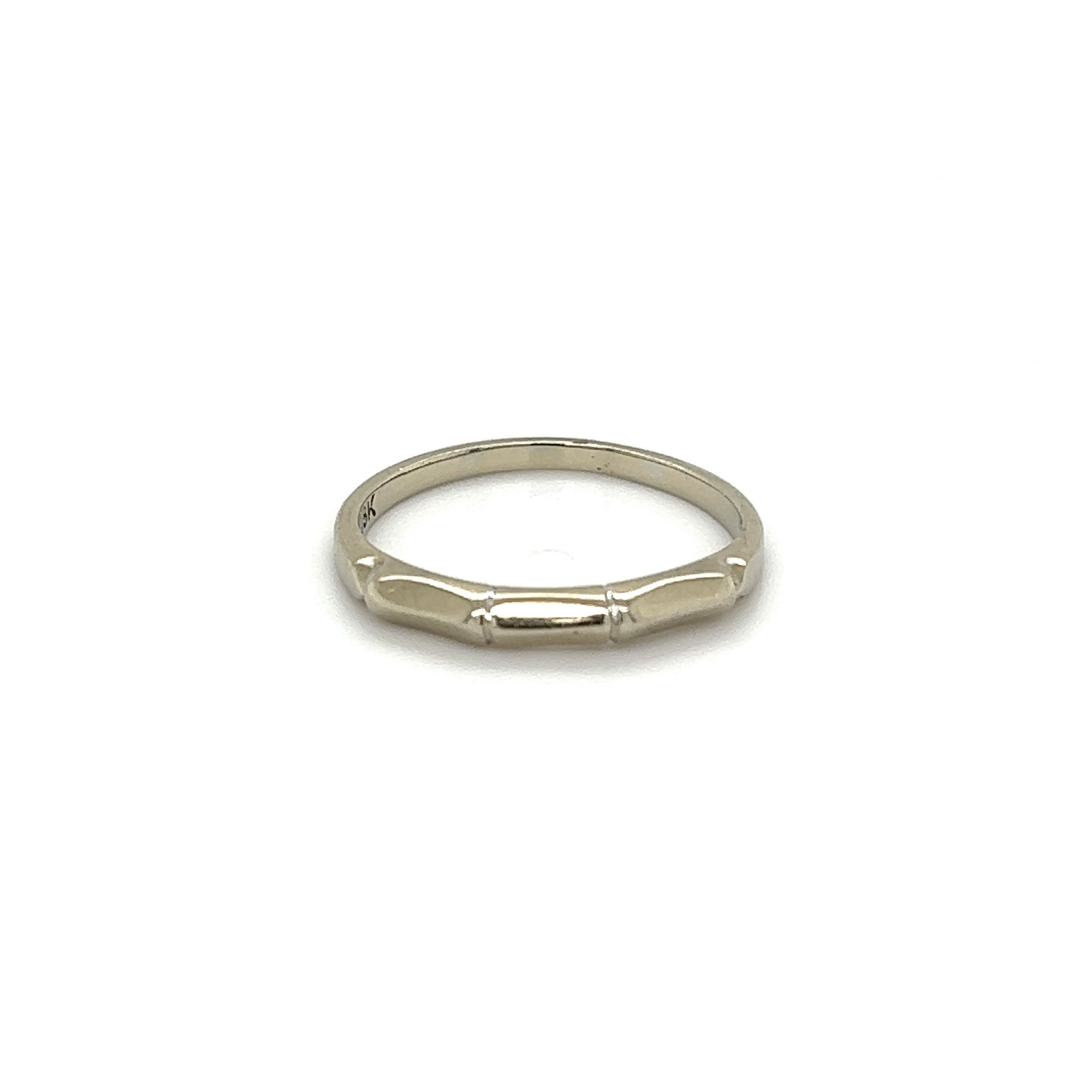 18K WG Art Deco 3 Bamboo 2.4mm Band Ring 1.6g, s5.25 18K WG Art Deco 3 Bamboo 2.4mm Band Ring 1.6g, s5.25