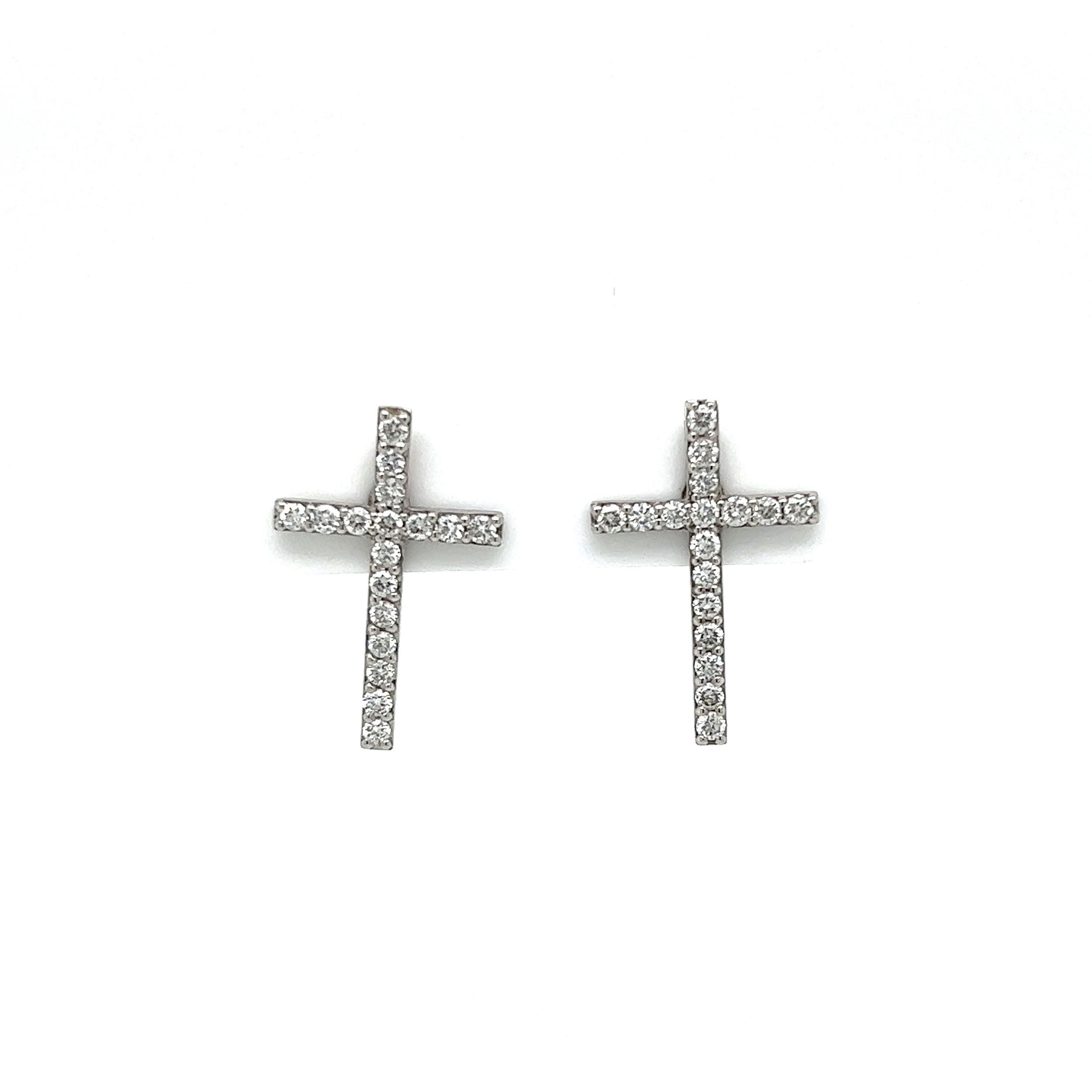 Platinum 900 .25tcw RBC Diamond Cross Post Earrings 2.0g