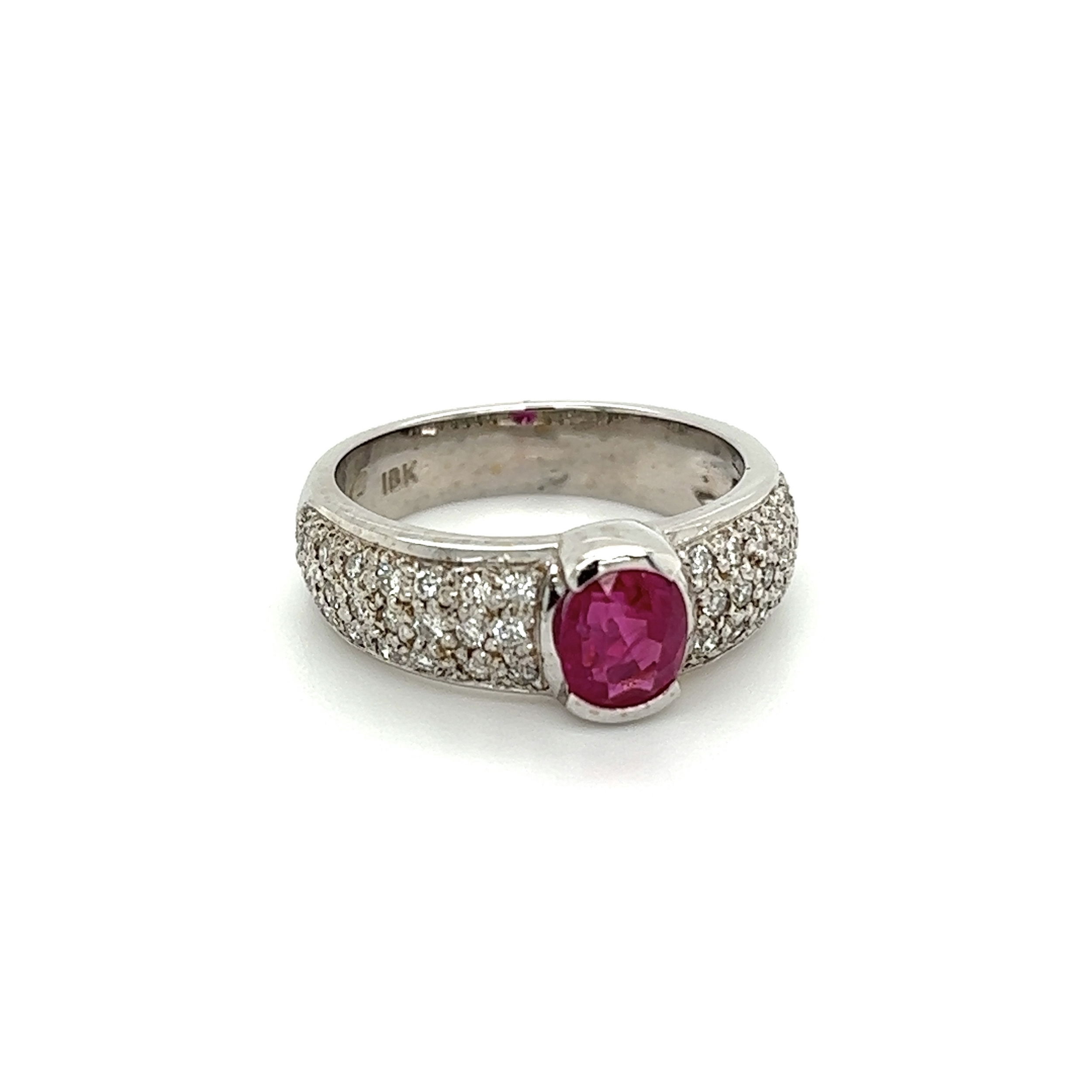 18K WG 1.09ct Pink Sapphire Half Bezel & .48tcw Diamond Ring 7.1g, s6.75