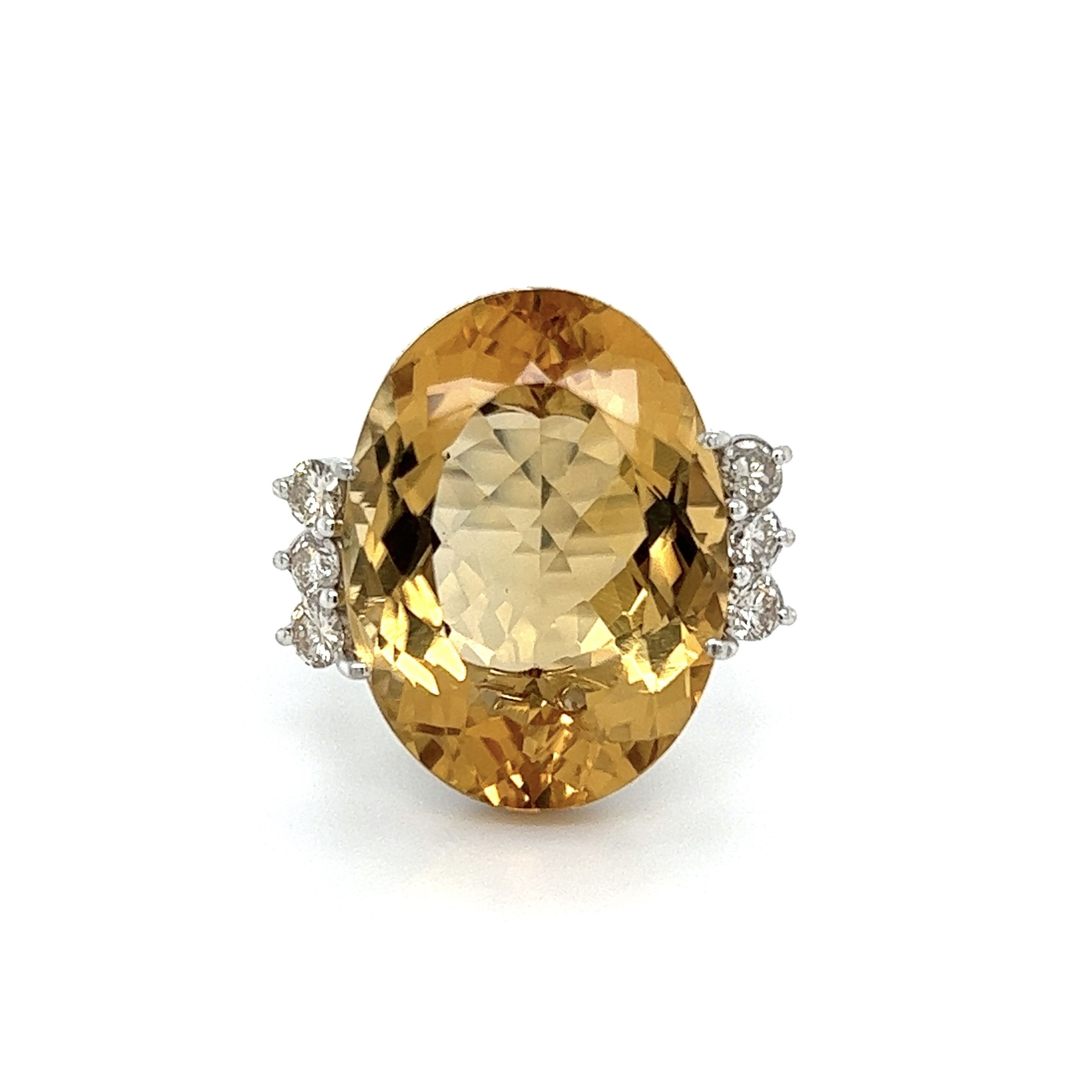 18K WG 18ct Oval Citrine & .56tcw Diamond Filigree Ring 9.5g, s8 18K WG 18ct Oval Citrine & .56tcw Diamond Filigree Ring 9.5g, s8