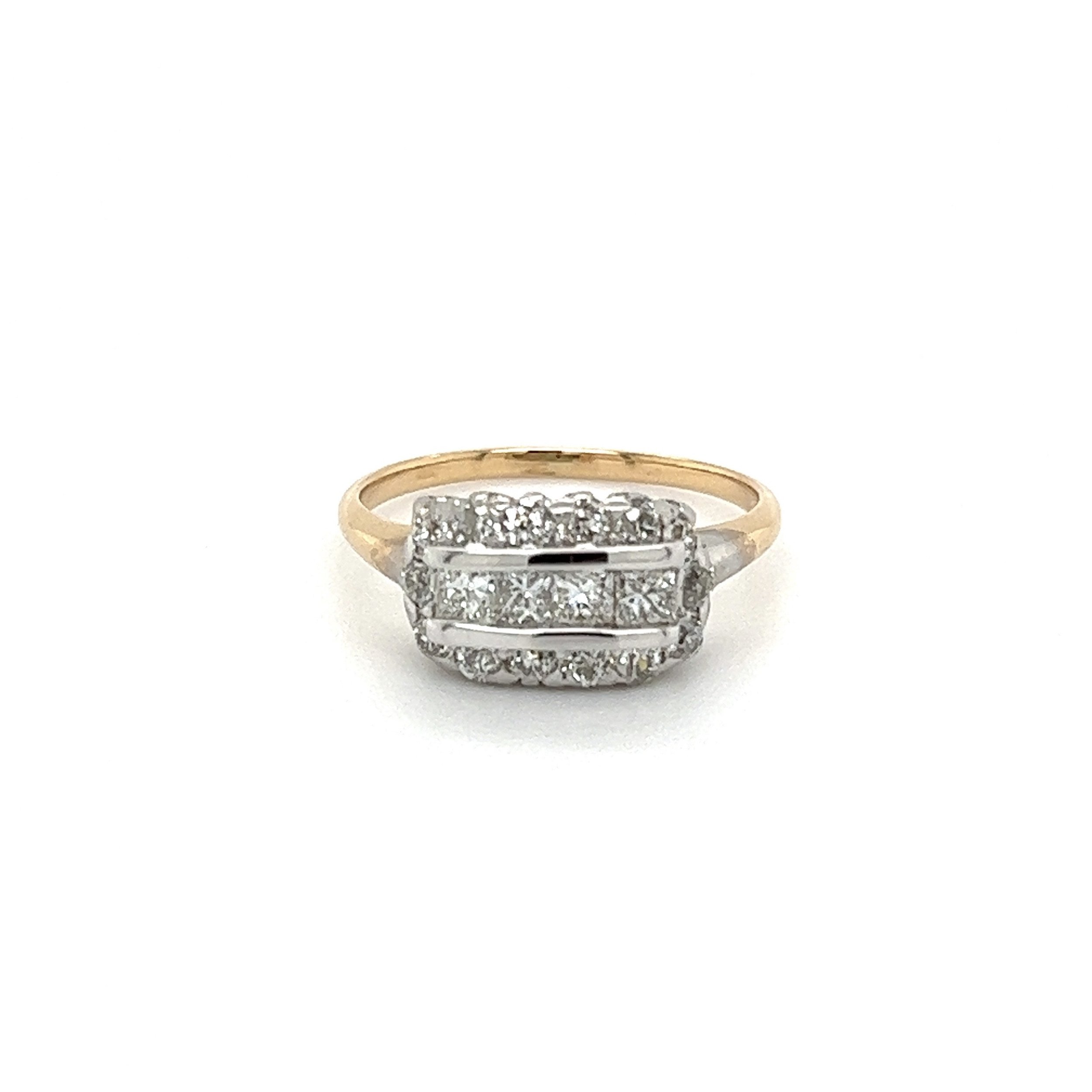 Platinum on 14K Edwardian Marriage 1.20tcw OEC DIamond Ring 3.8g, s6.5