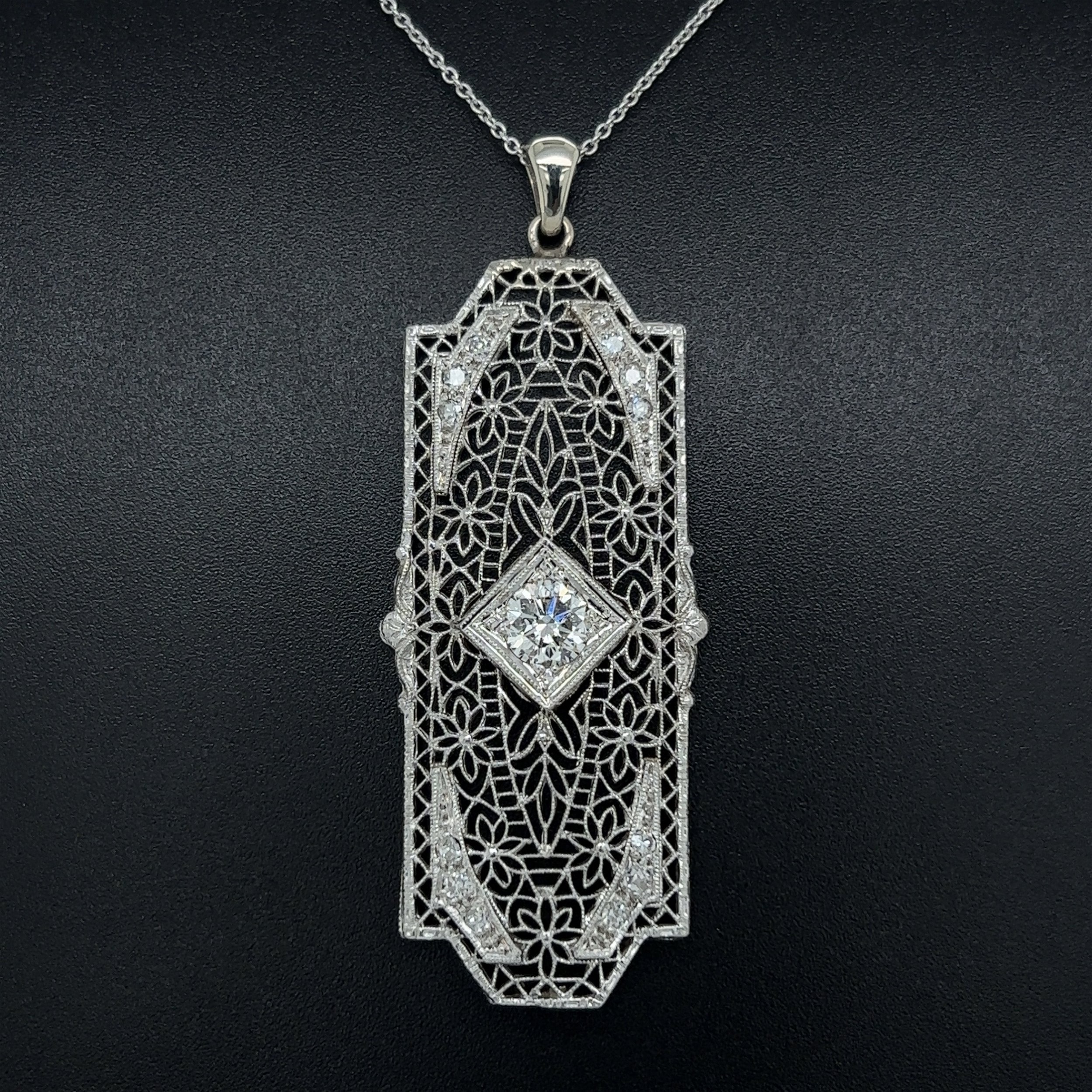 Bonhams : An art deco diamond pendant/necklace