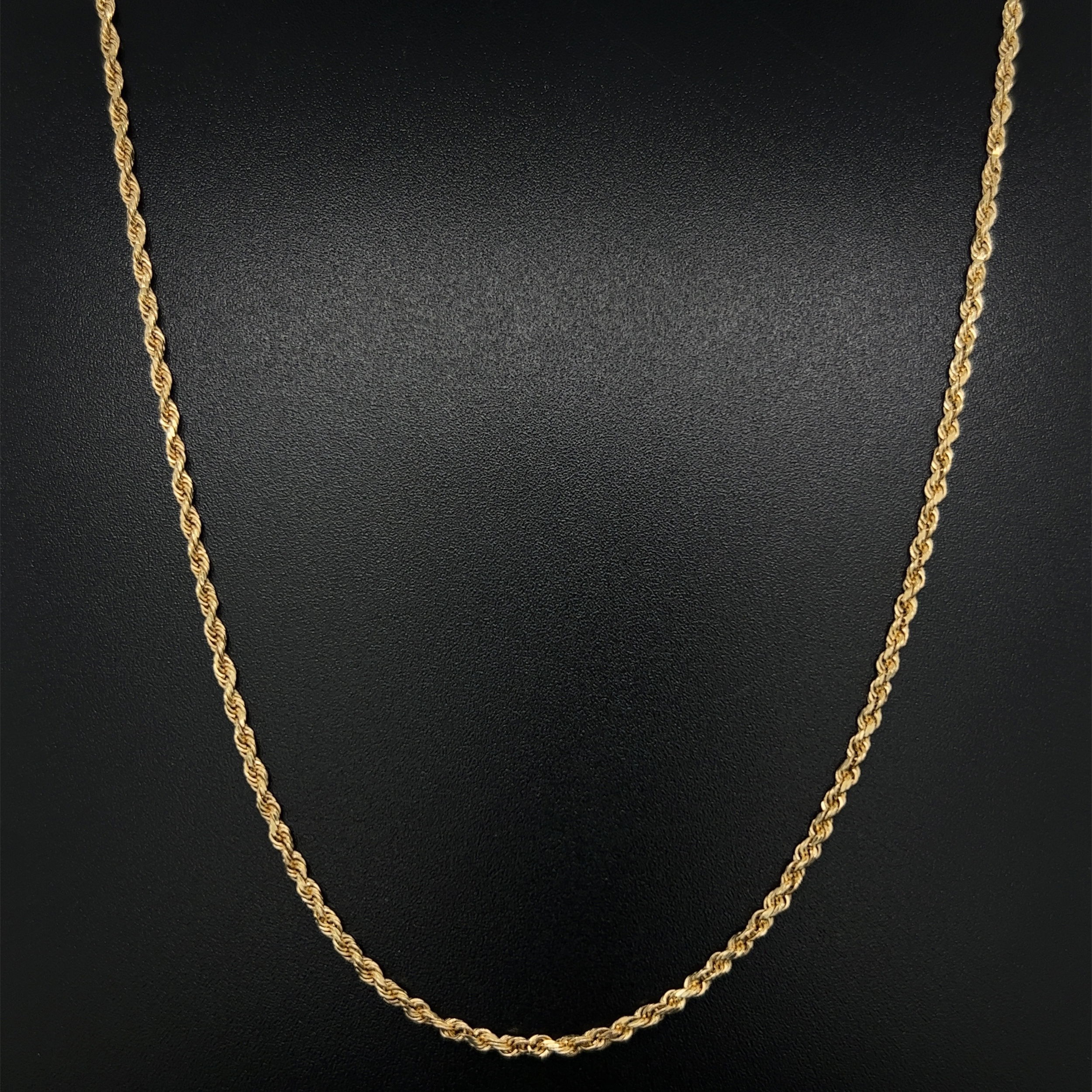 14K YG Diamond Cut 1.55mm Rope Chain Necklace 5.4g, 22"