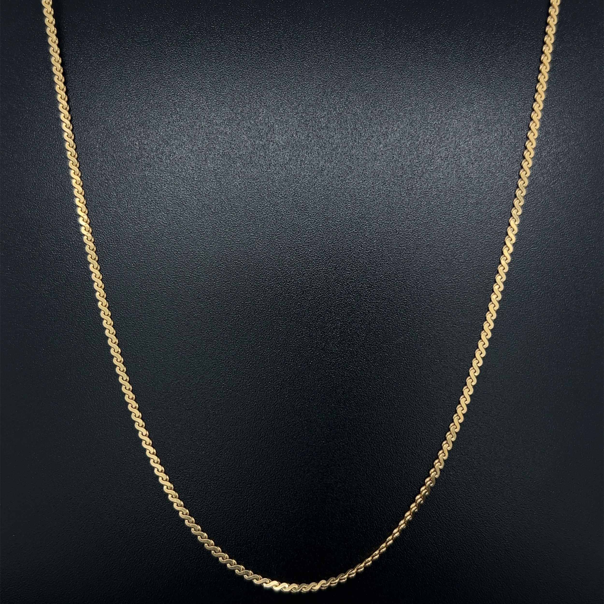 18K YG FRENCH Flat Weave 1.5mm Chain Necklace 5.0g, 18"